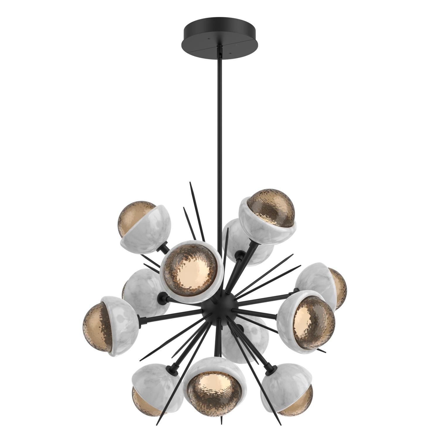 Shown in Matte Black finish and Bronze glass and White Marble accent