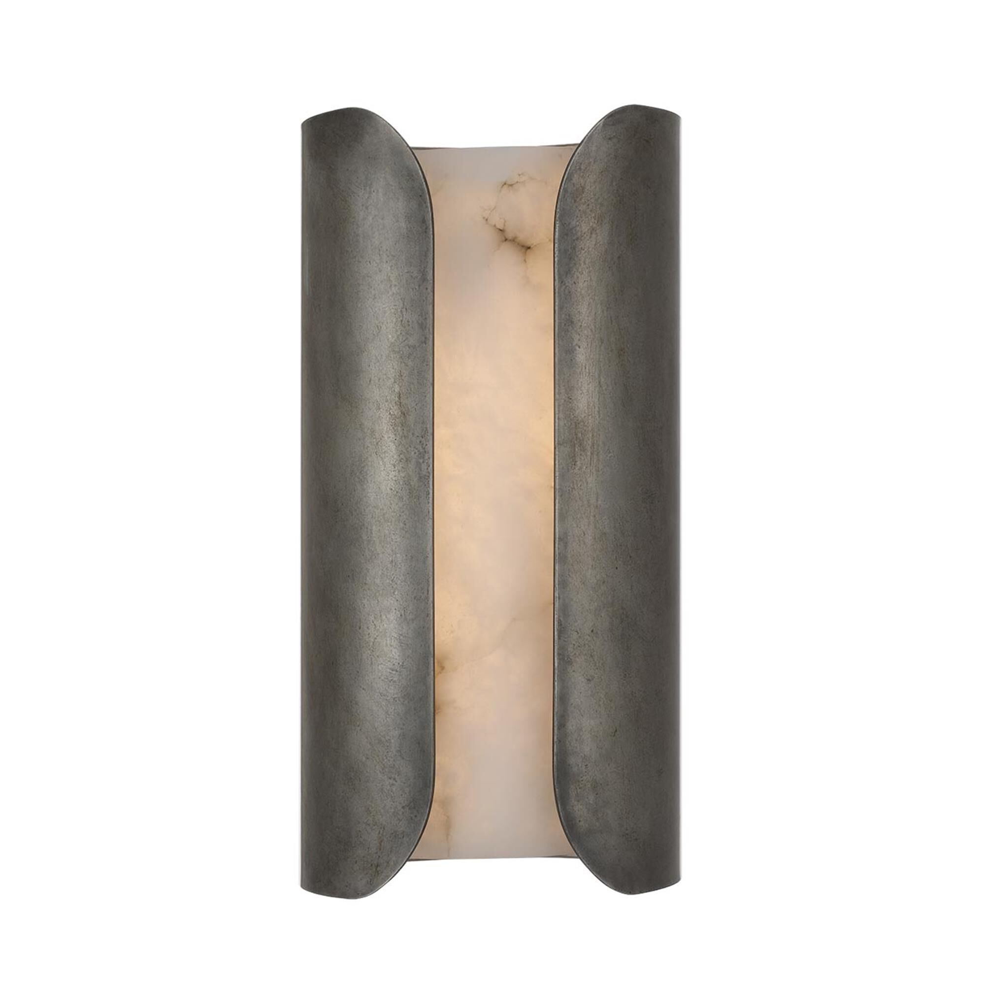 Shown in Mottled Pewter finish and Alabaster shade