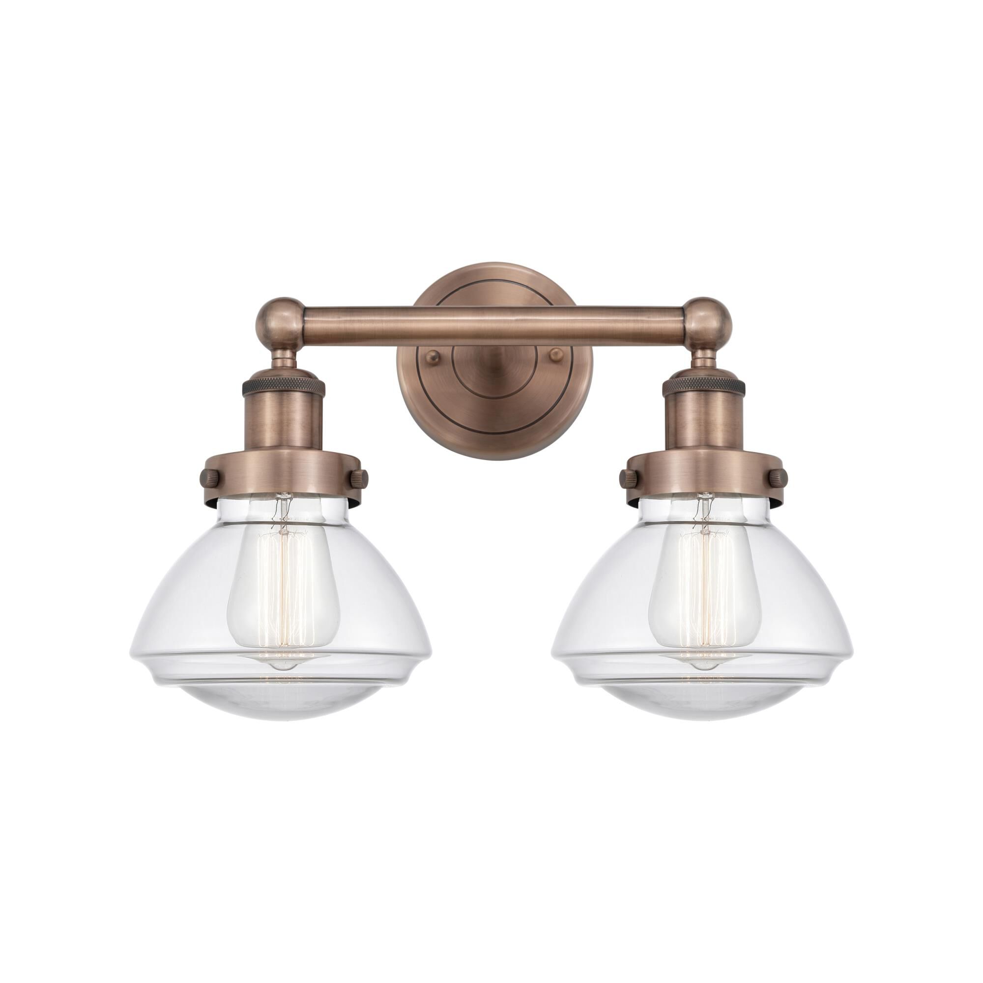 Shown in Antique Copper finish and Clear glass