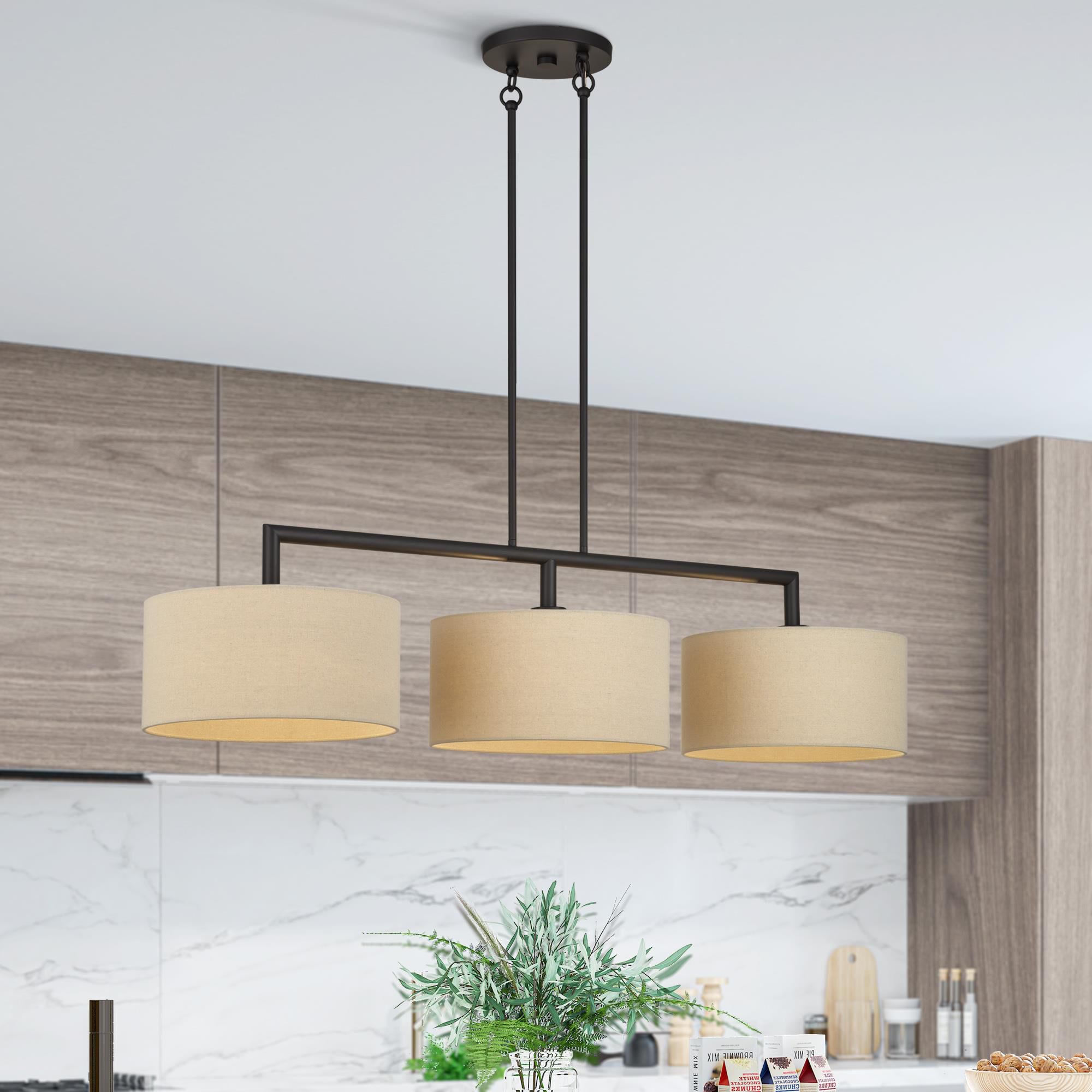 Shown in Bronze finish and Hand Crafted Parchment Color Hardback Fabric shade