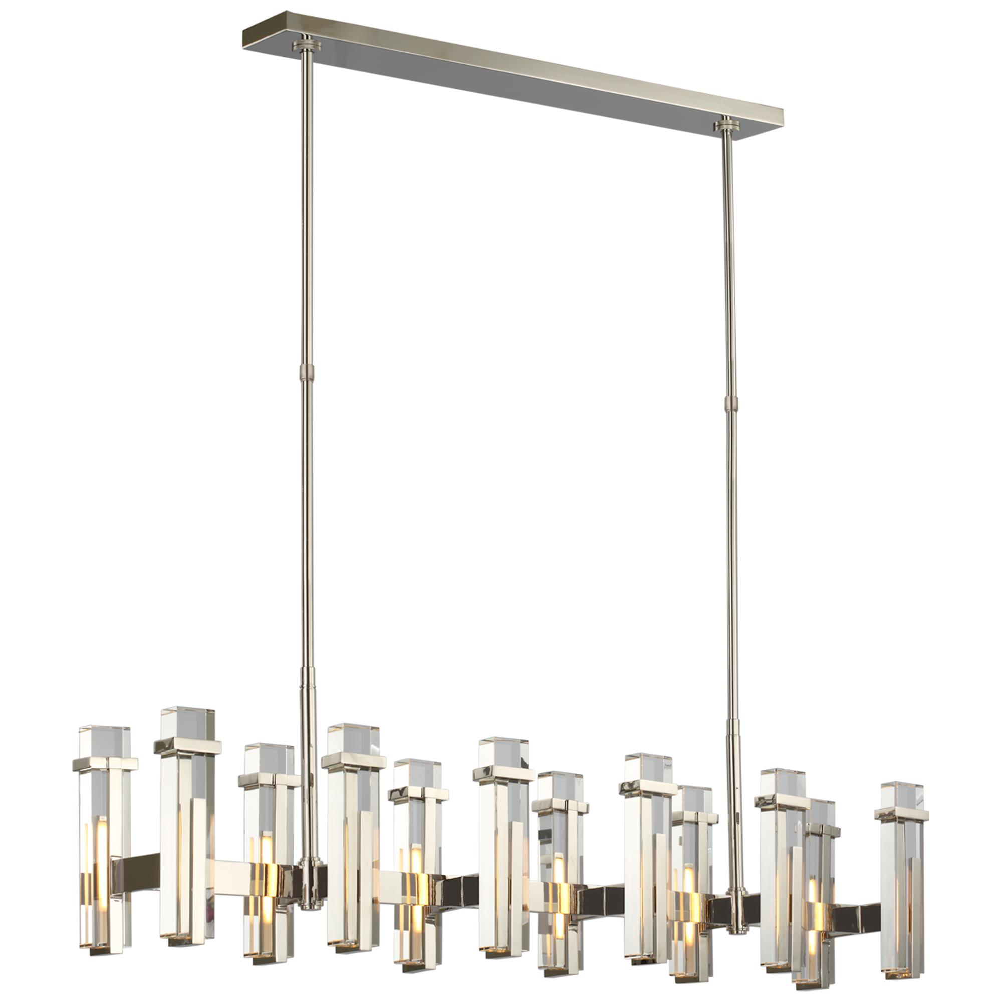 Shown in Polished Nickel finish and Crystal shade