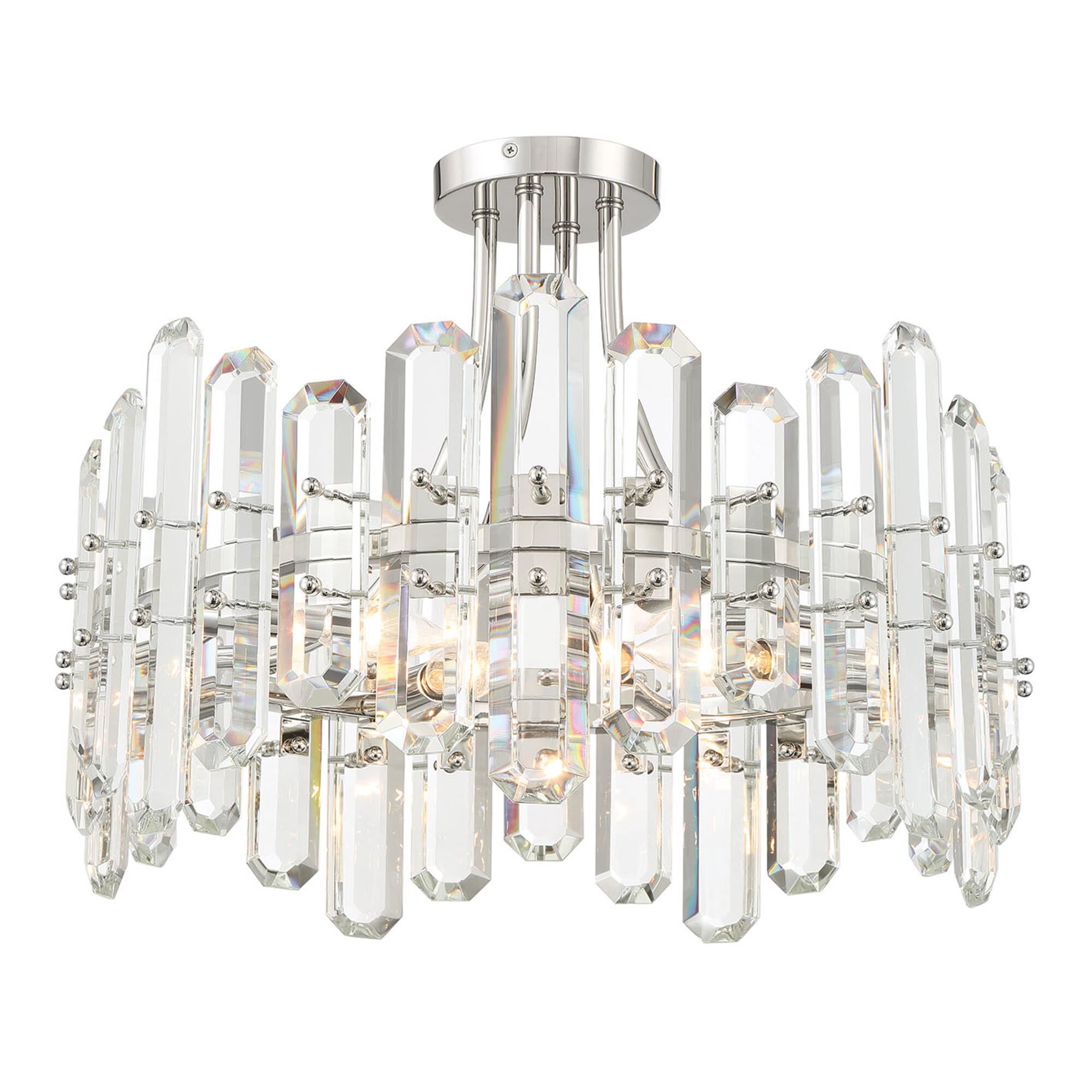 Shown in Polished Nickel finish and Faceted crystal