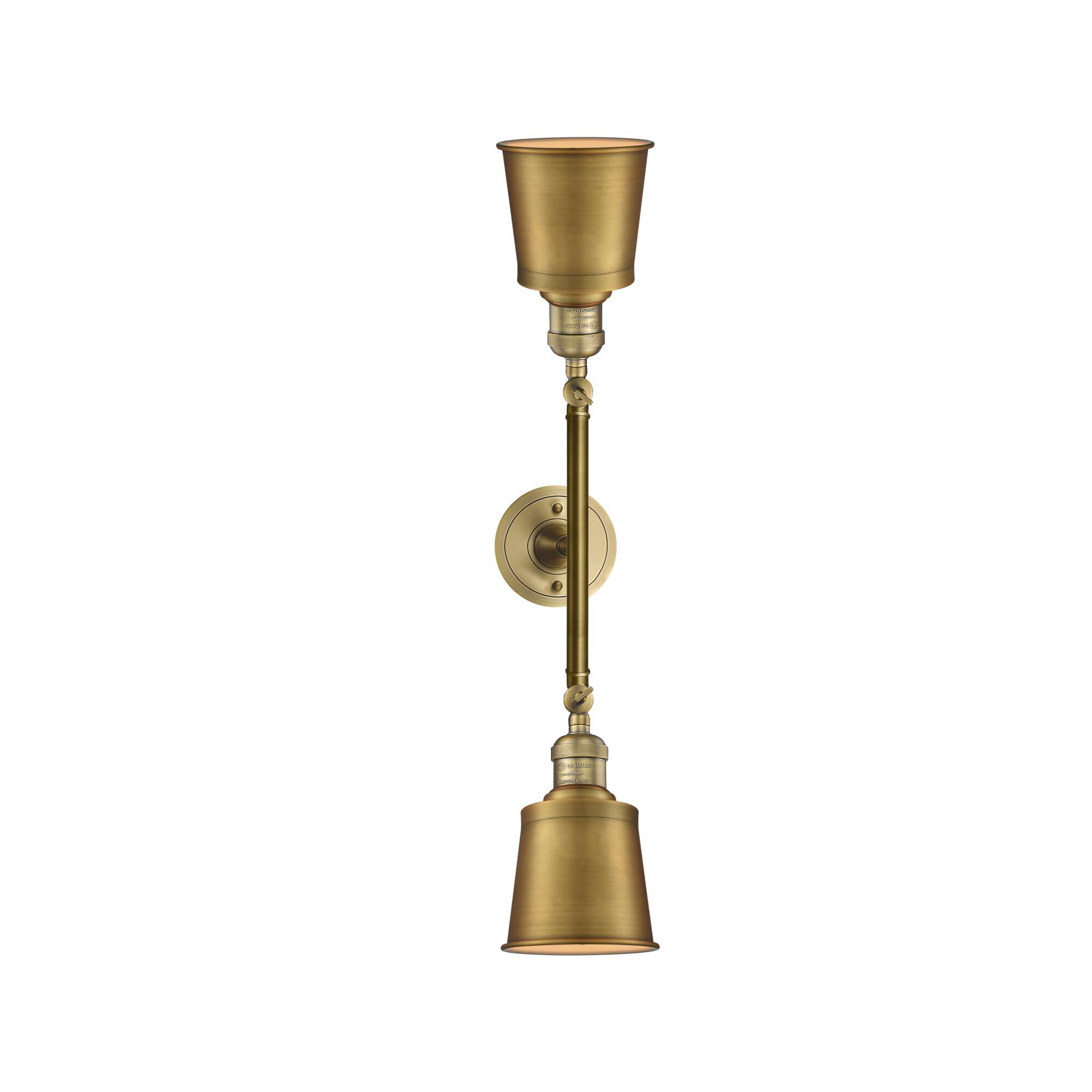 Shown in Brushed Brass finish and Brushed Brass shade