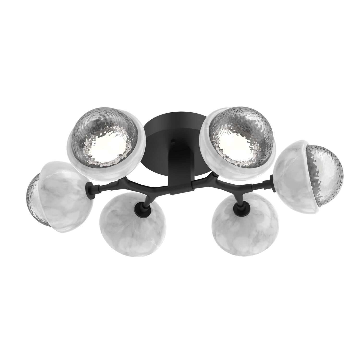 Shown in Matte Black finish and Clear glass and White Marble accent