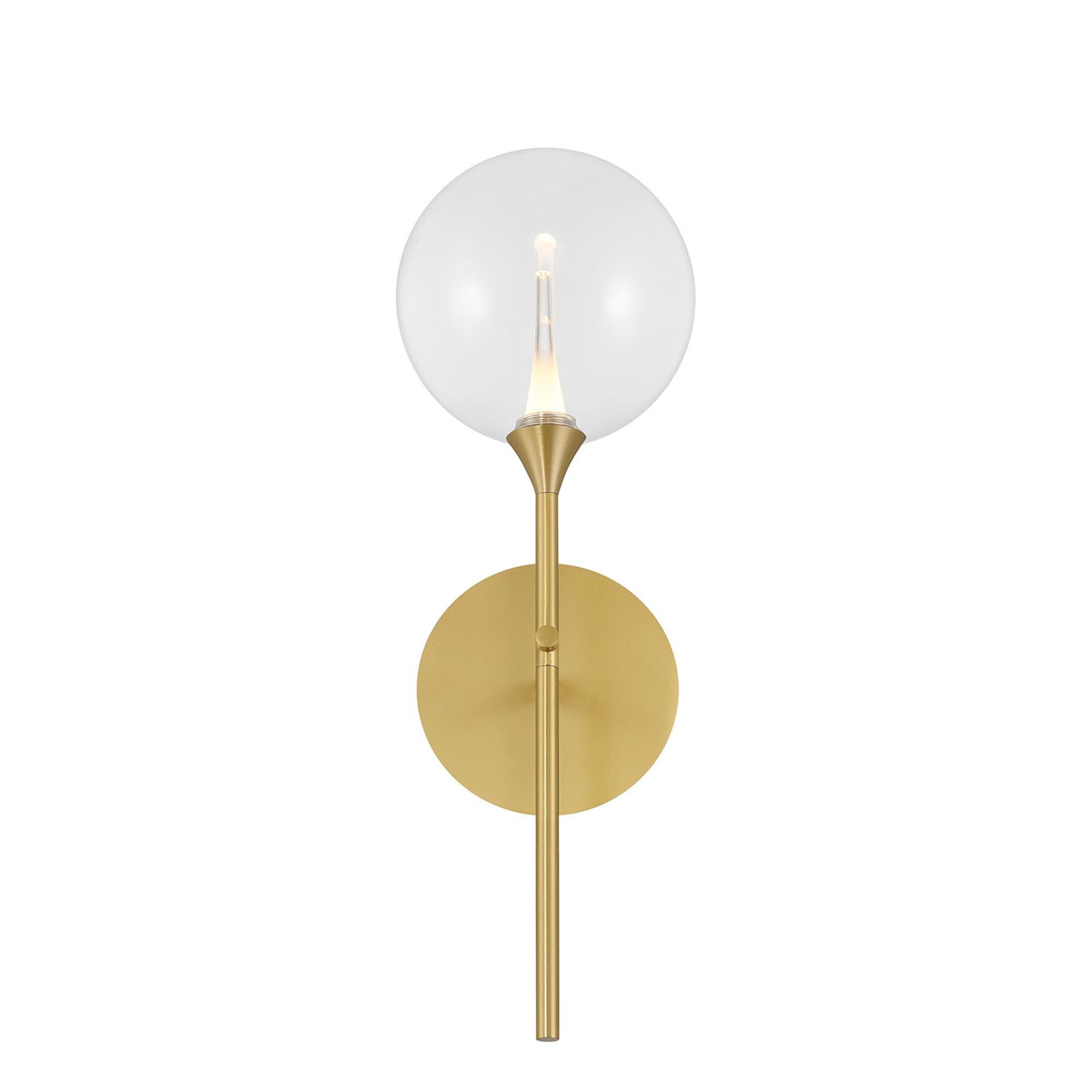 Shown in Gold finish and Clear glass