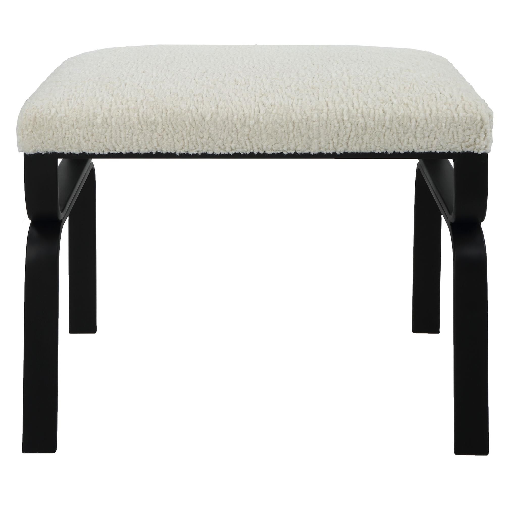 Shown in Displaying A Streamlined Black And White Design, This Small Bench Is Supported By A Curved Satin Bla finish