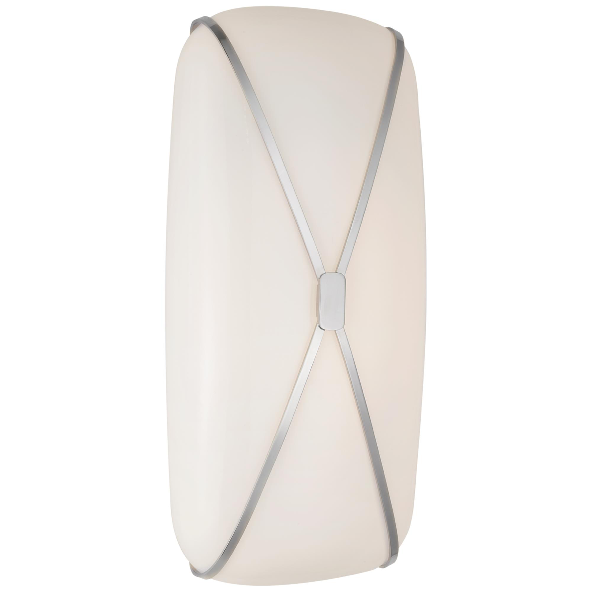 Shown in Polished Nickel finish and White glass