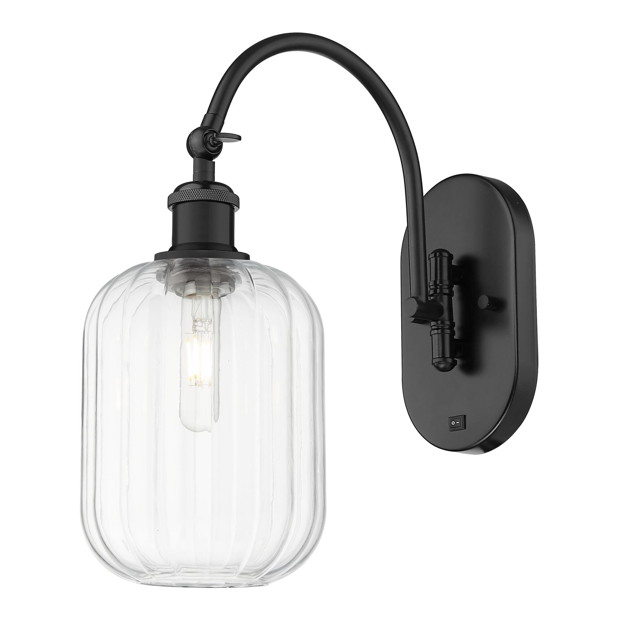 Shown in Matte Black finish and Clear glass