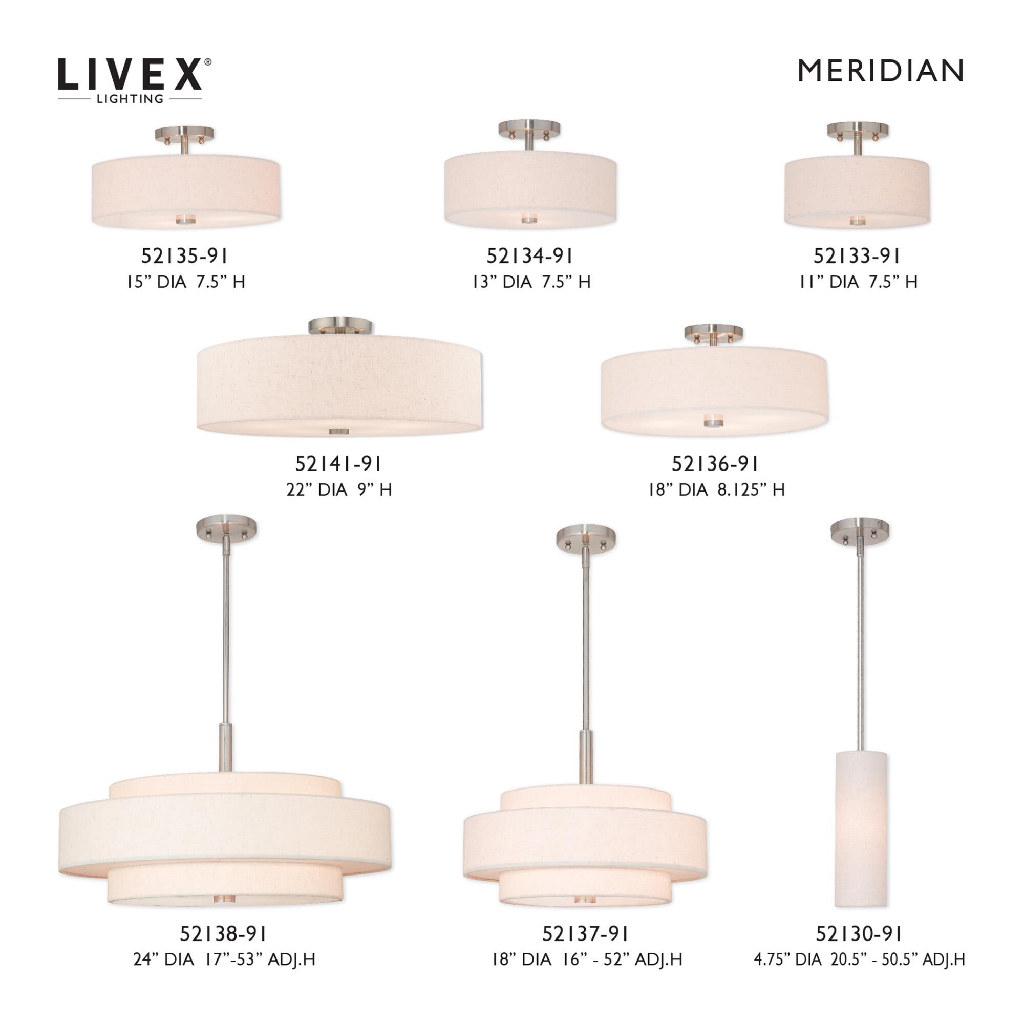 Monroe 22 Inch Semi Flush Mount by Livex Lighting