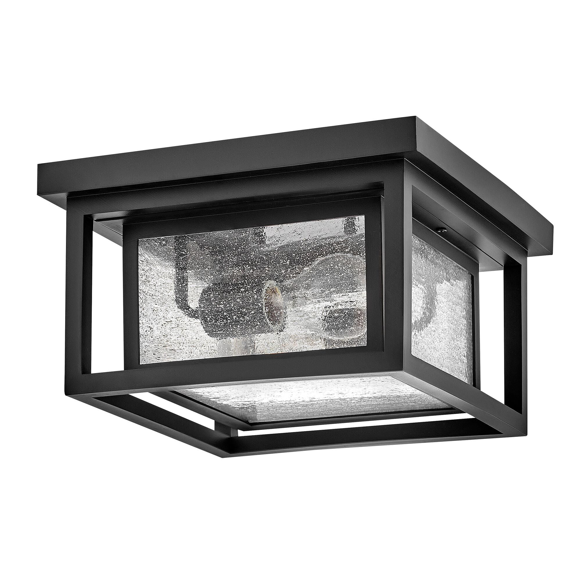 Shown in Black finish and Clear Seedy glass