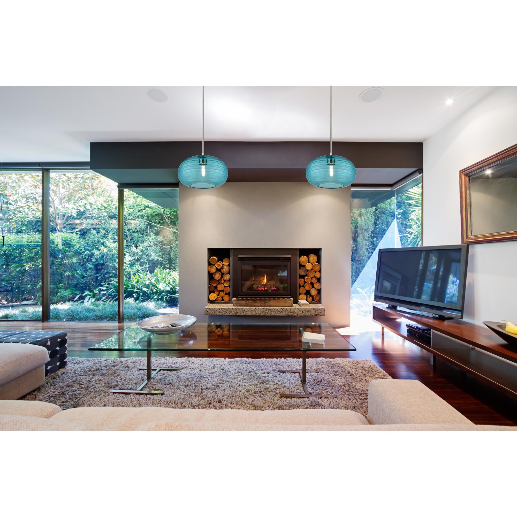 Shown in Brushed Nickel finish and Glass shade