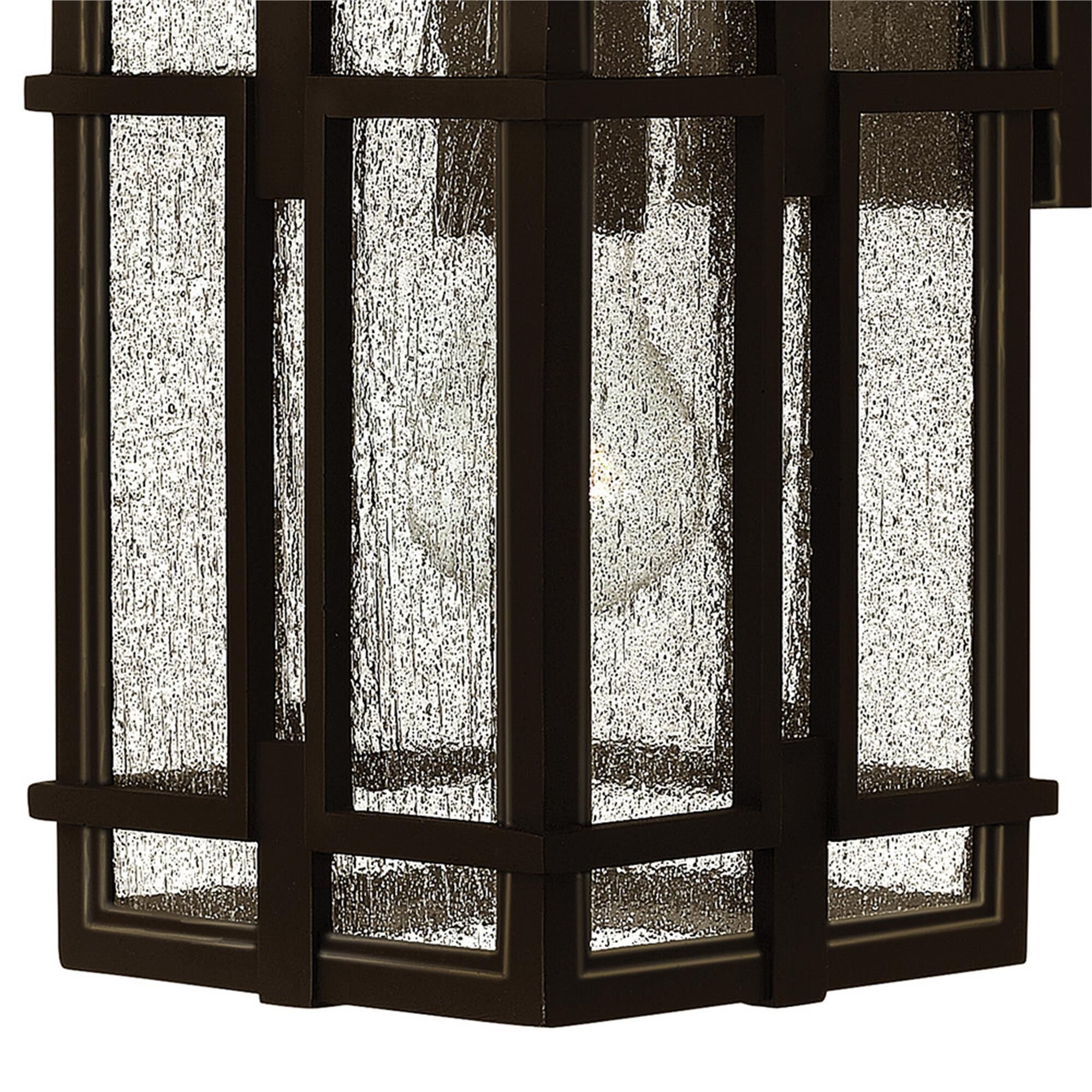 Shown in Oil Rubbed Bronze finish and Clear Seedy glass