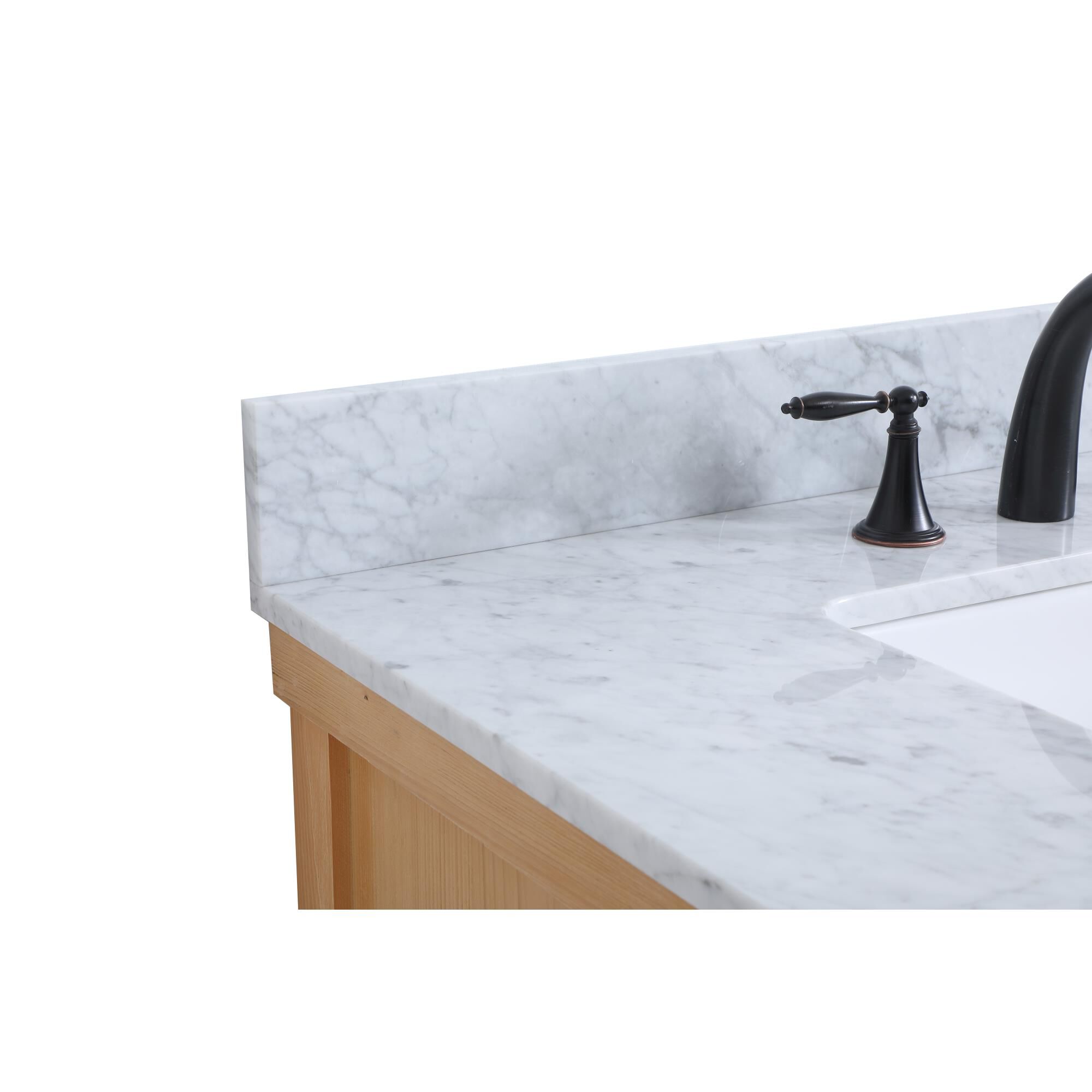 Shown in Natural Wood finish and With Backsplash accent