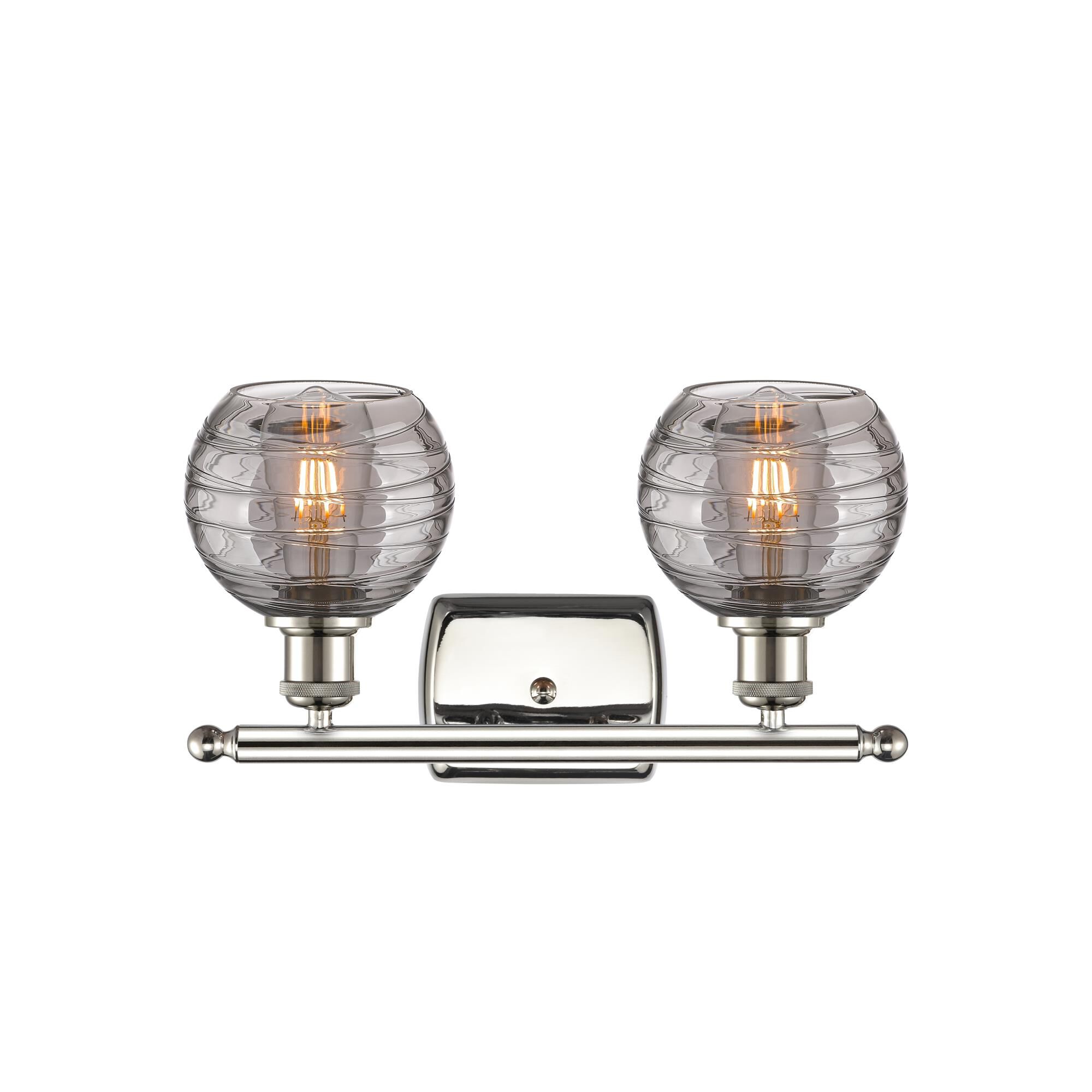 Shown in Polished Nickel finish and Light Smoke Deco Swirl glass