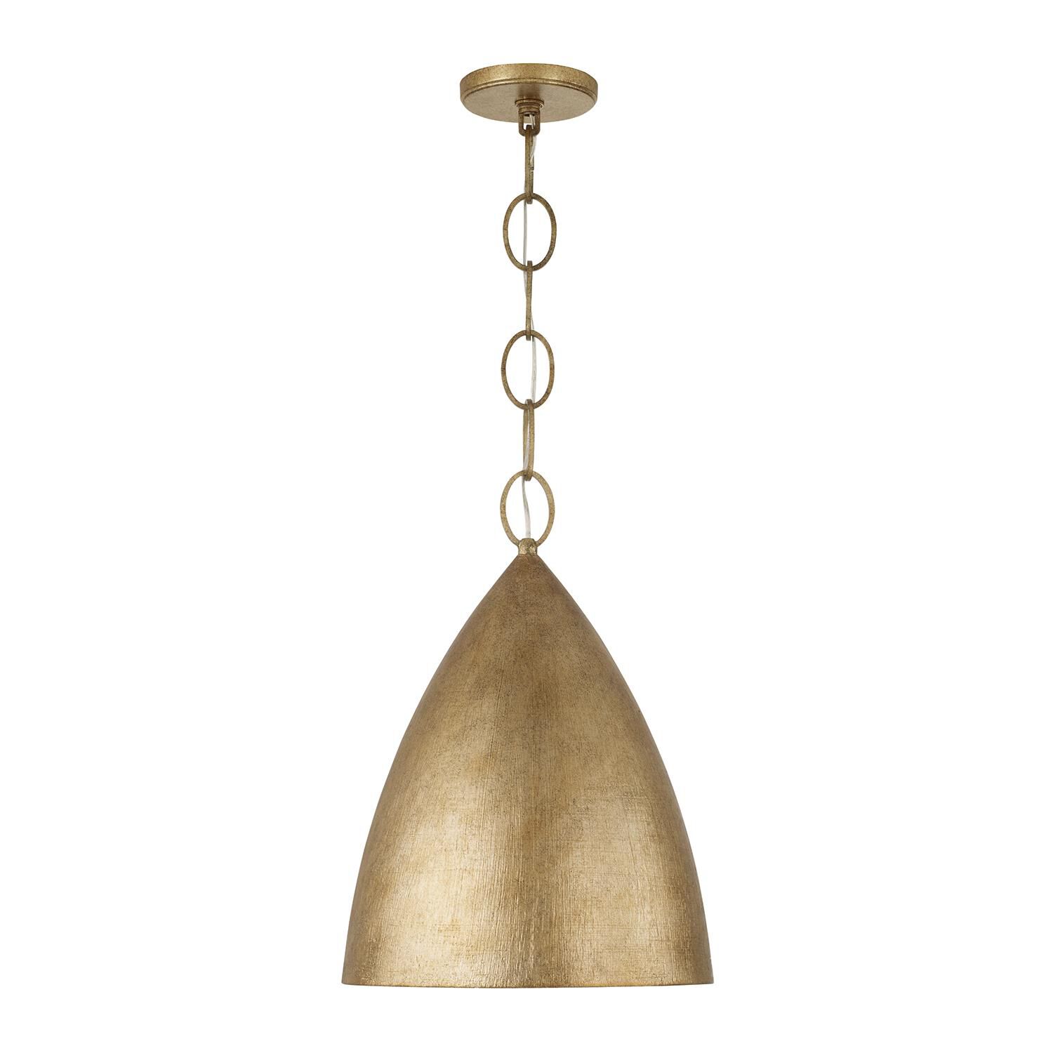 Shown in Feathered Gold finish and Textured Metal s shade