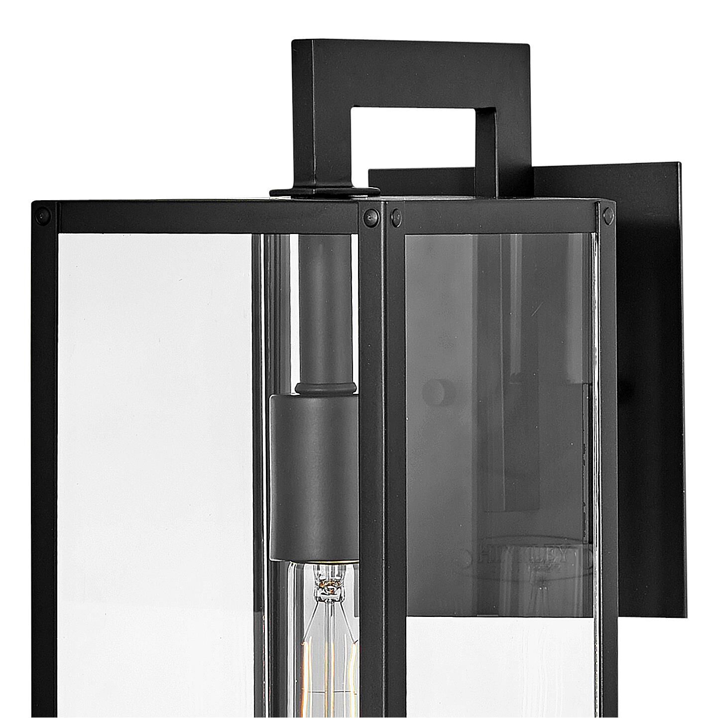 Shown in Black finish and Clear glass