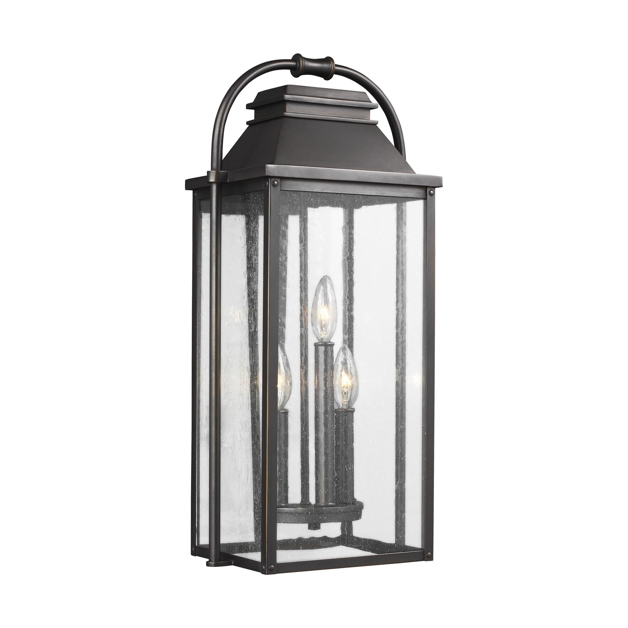 Shown in Antique Bronze finish and Clear Seeded Panels glass
