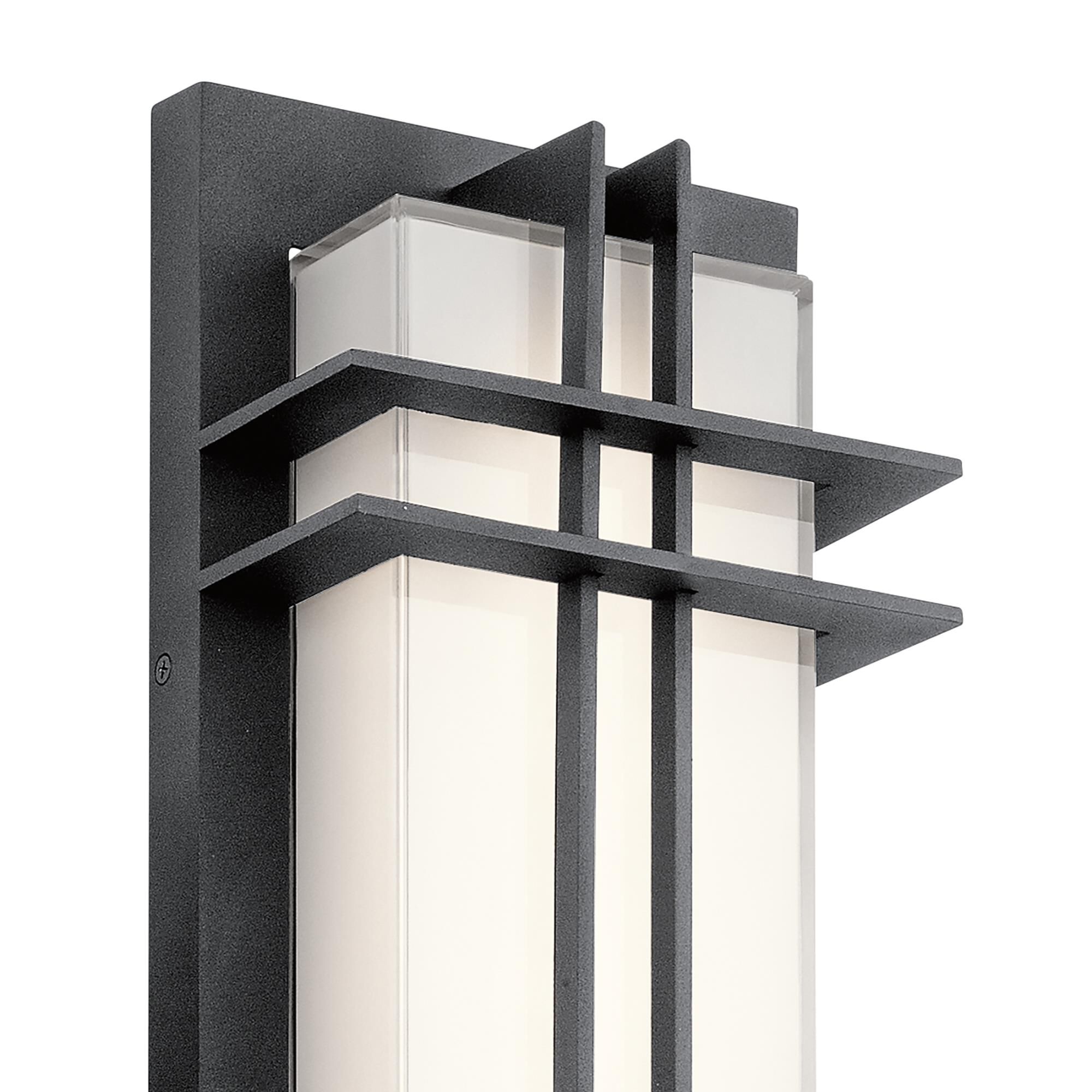 Shown in Textured Black finish and White glass