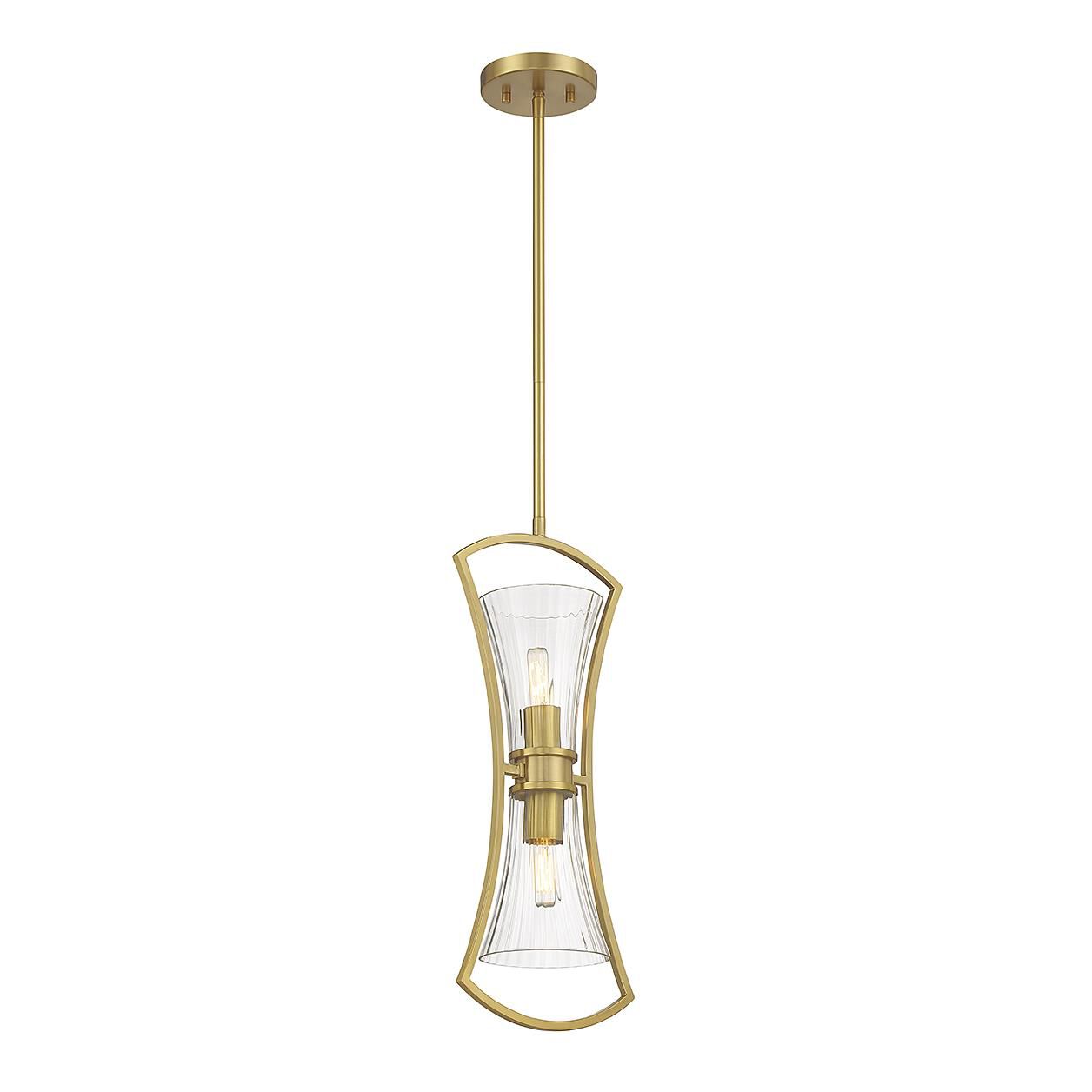 Shown in Warm Brass finish and Clear Ribbed glass