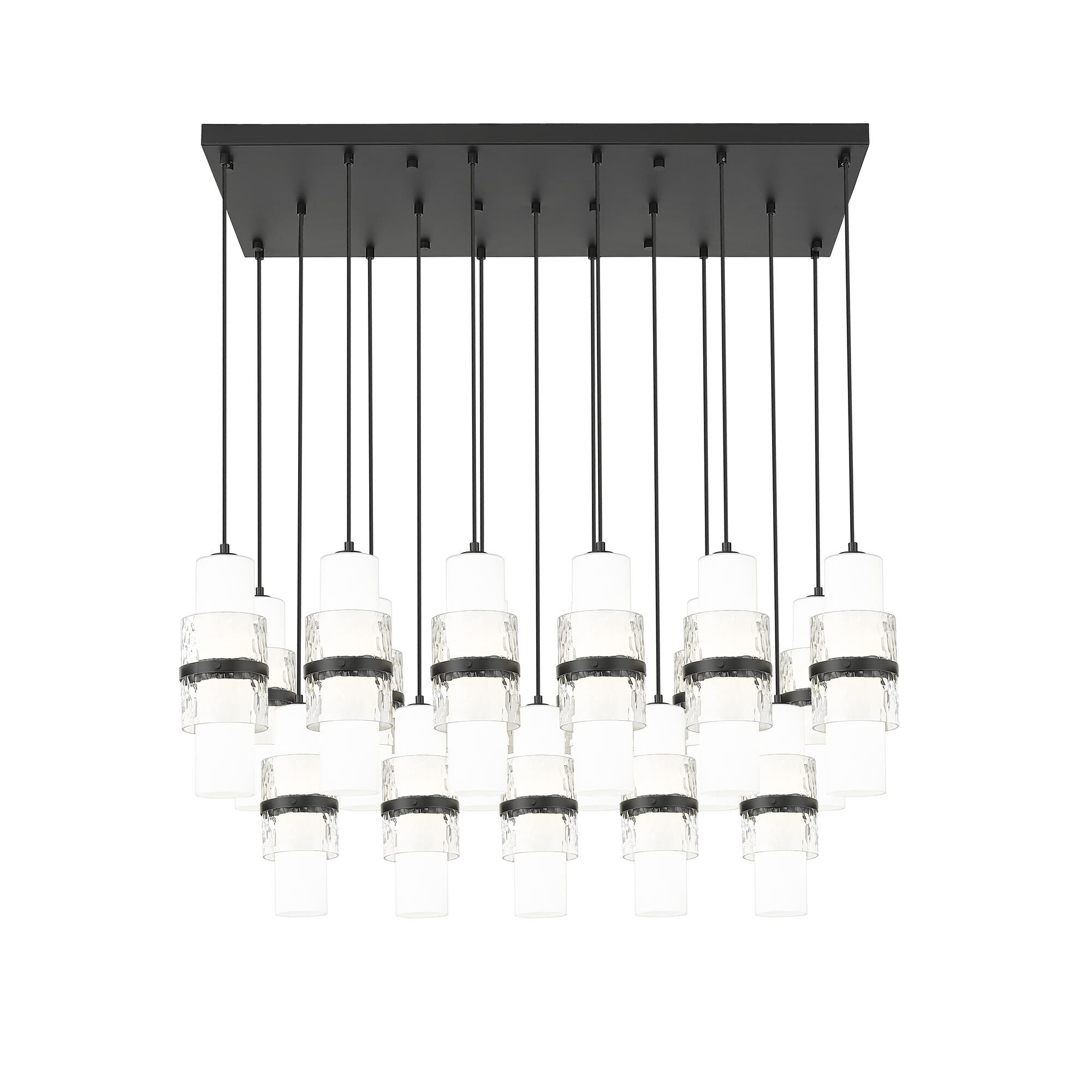 Shown in Matte Black finish and Clear + Etched Opal glass and Clear + Etched Opal shade