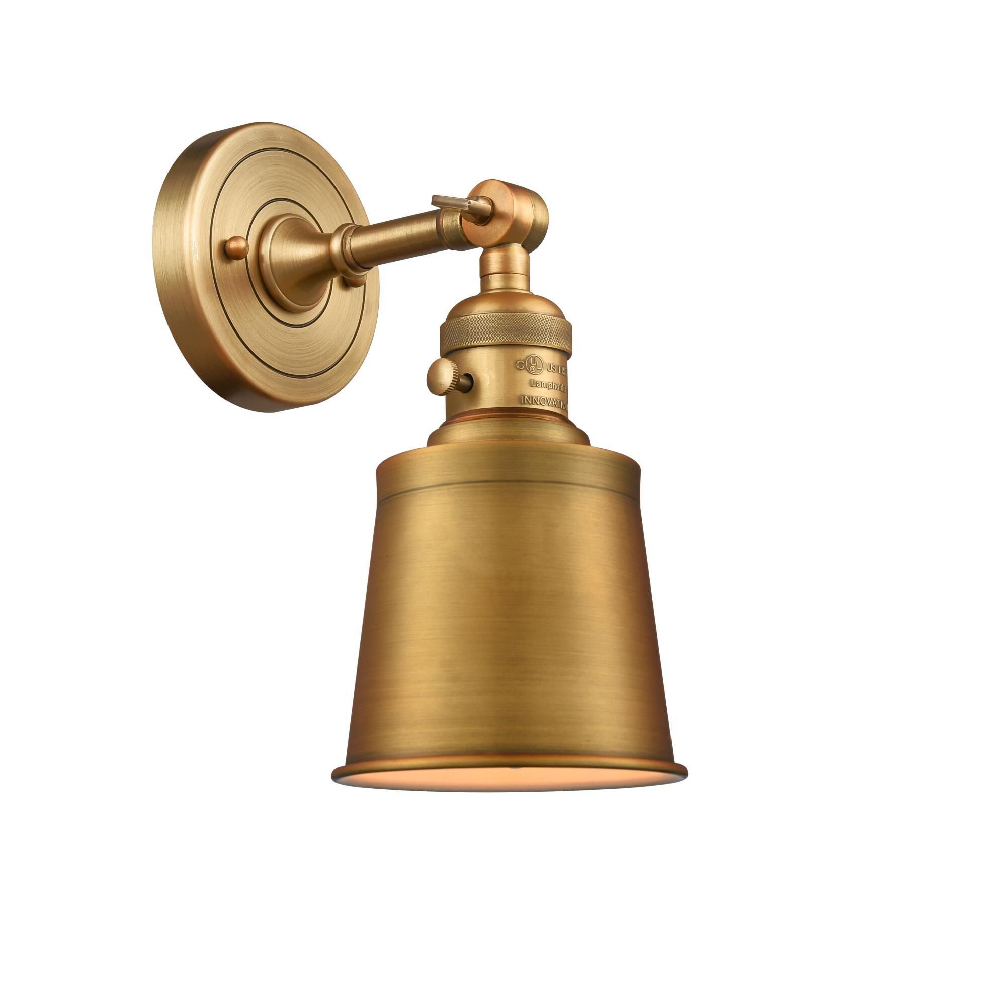 Shown in Brushed Brass finish and Brushed Brass shade