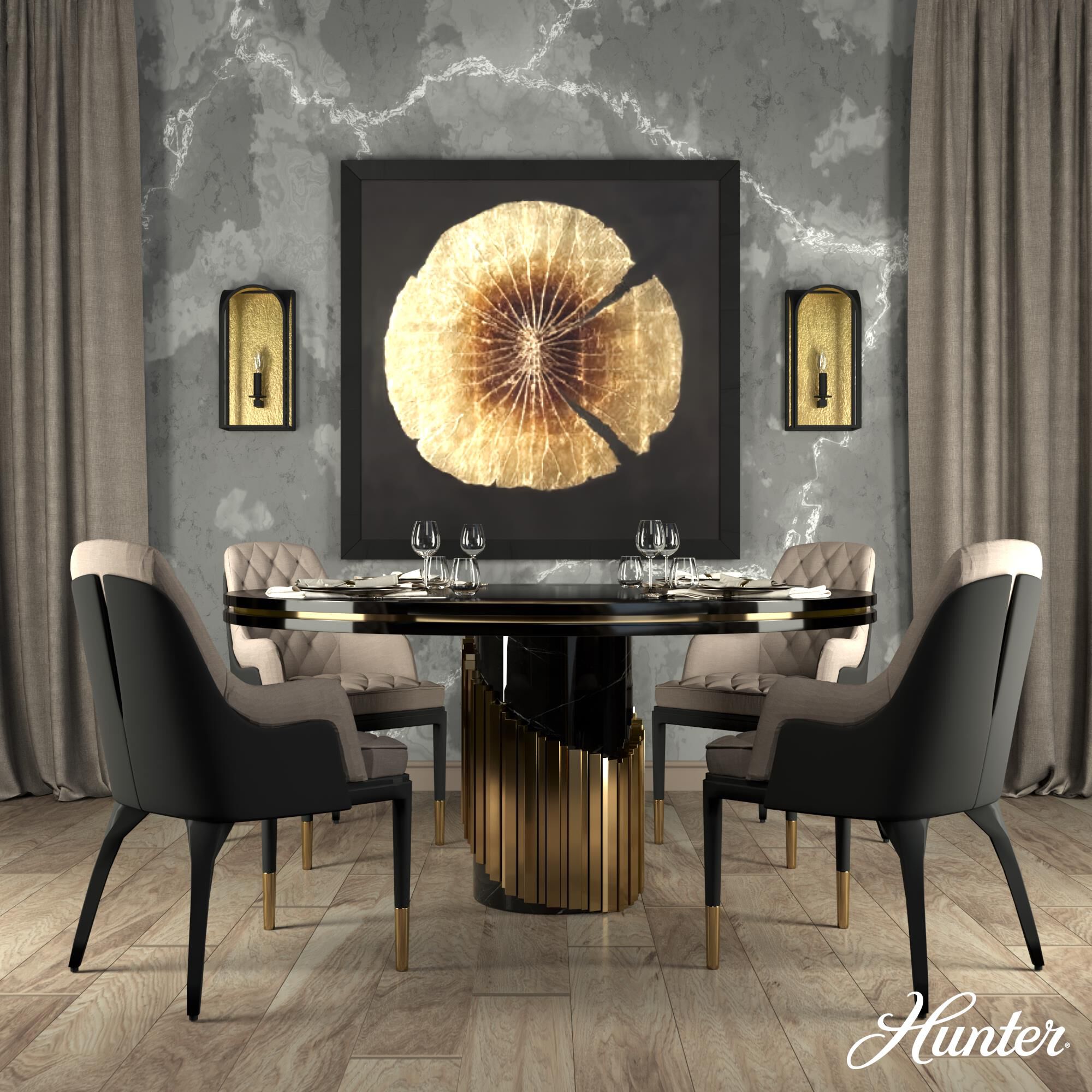 Shown in Natural Iron- Gold Leaf finish