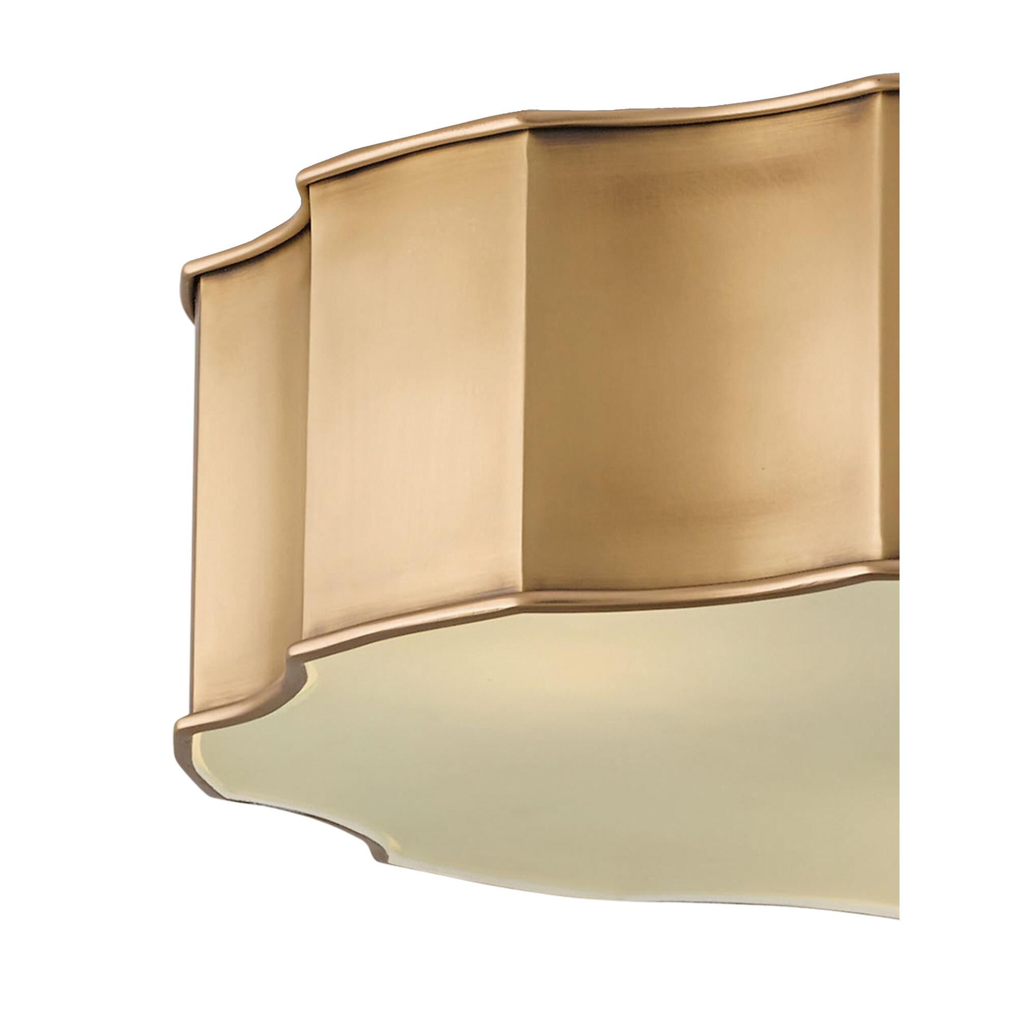 Shown in Antique Brass finish and Opaque glass