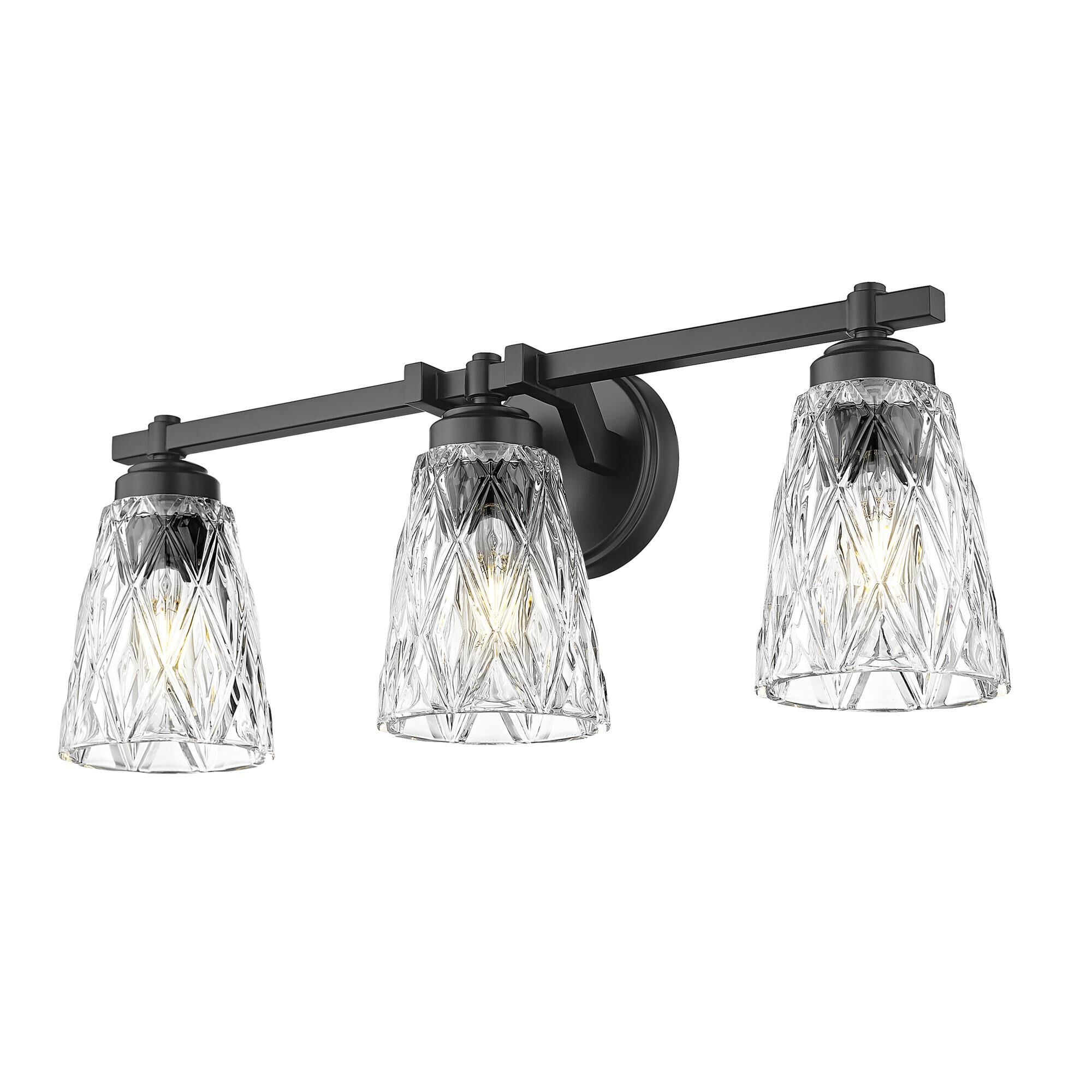 Shown in Matte Black finish and Clear glass