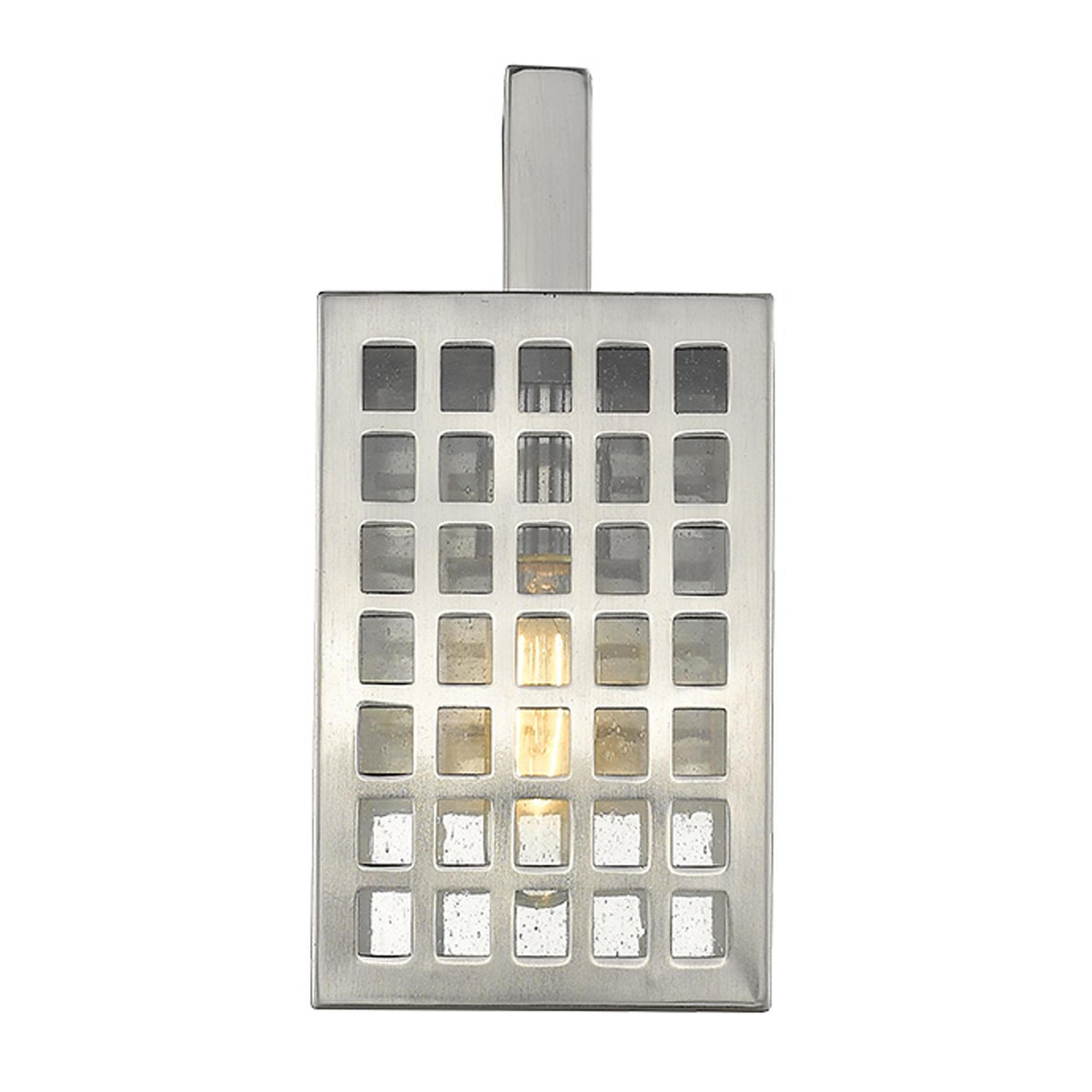 Shown in Satin Nickel finish and Clear glass and Clear, Seedy Glass Panes shade