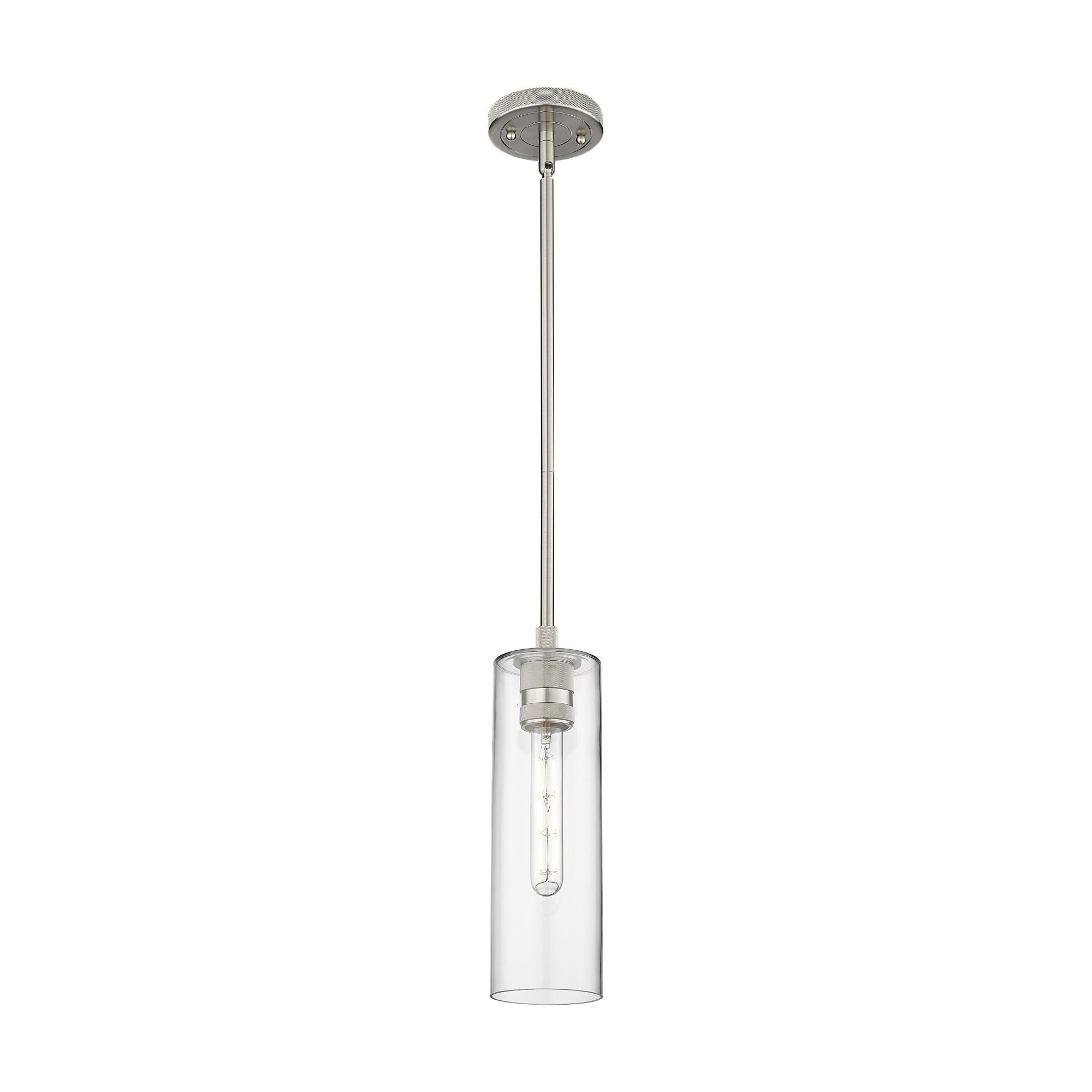 Shown in Satin Nickel finish and Clear glass and Clear Glass shade