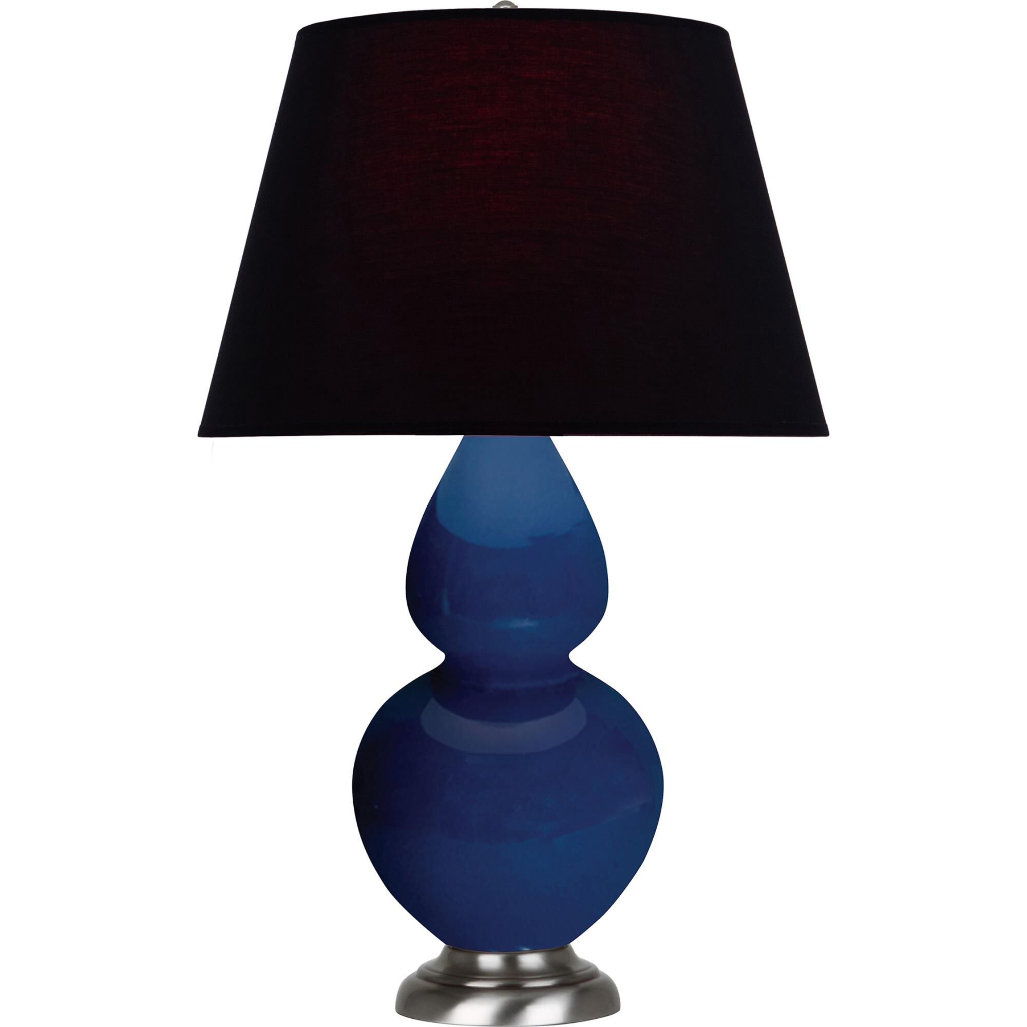 Shown in Cobalt finish and Ink Black with Rose Red Lining shade and Antique Silver accent