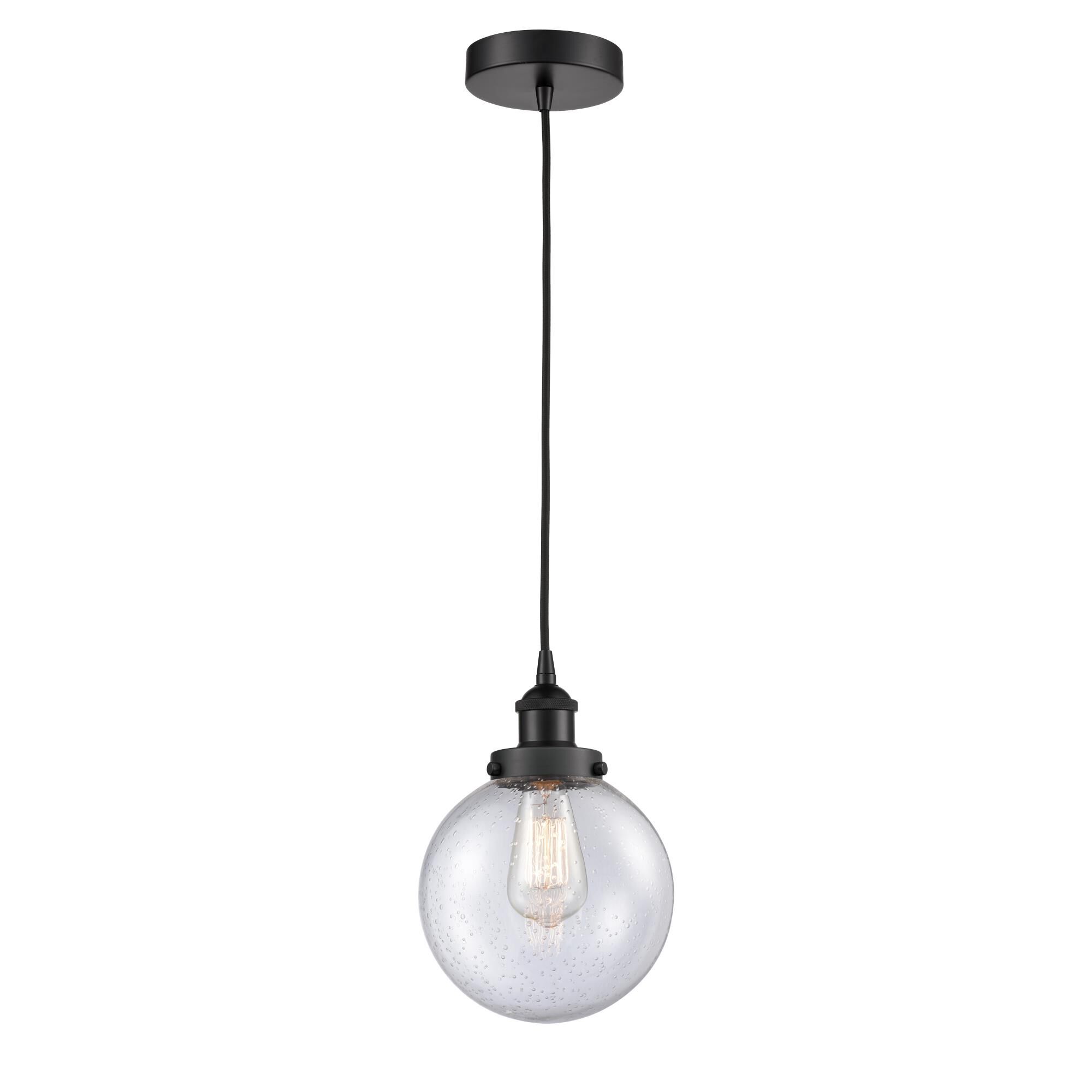 Shown in Matte Black finish and Seedy Beacon glass