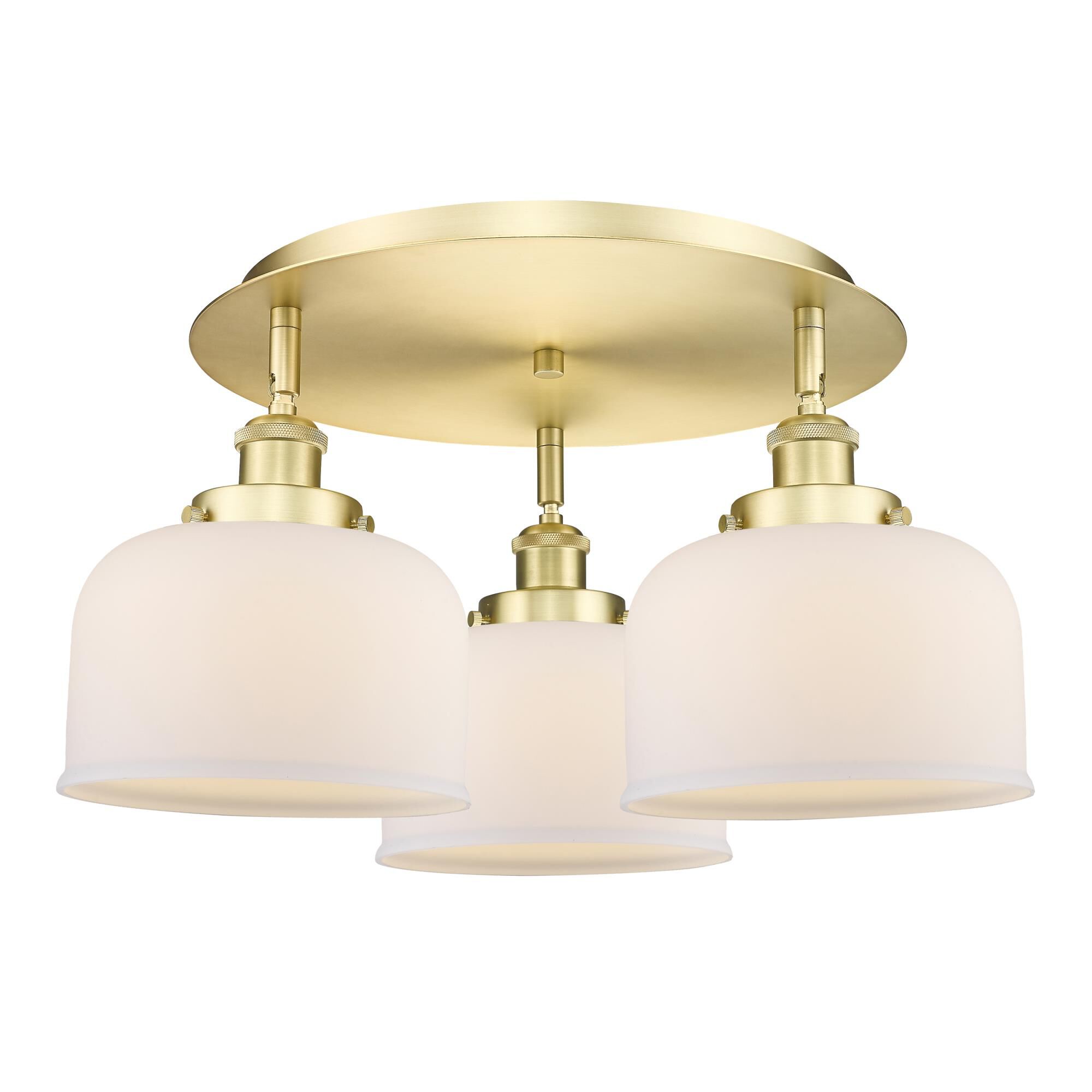 Shown in Satin Gold finish and Matte White glass