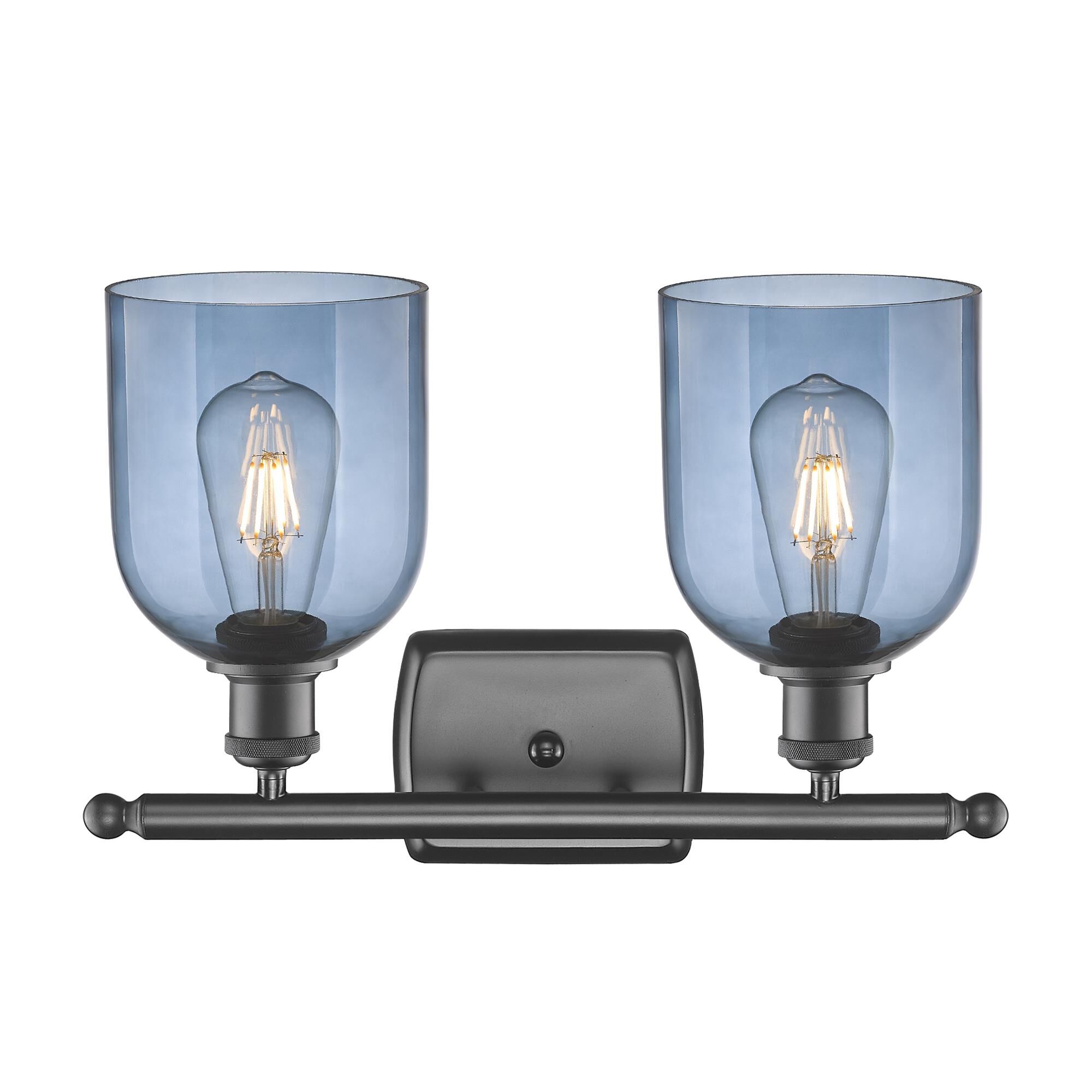 Shown in Oil Rubbed Bronze finish and Princess Blue glass