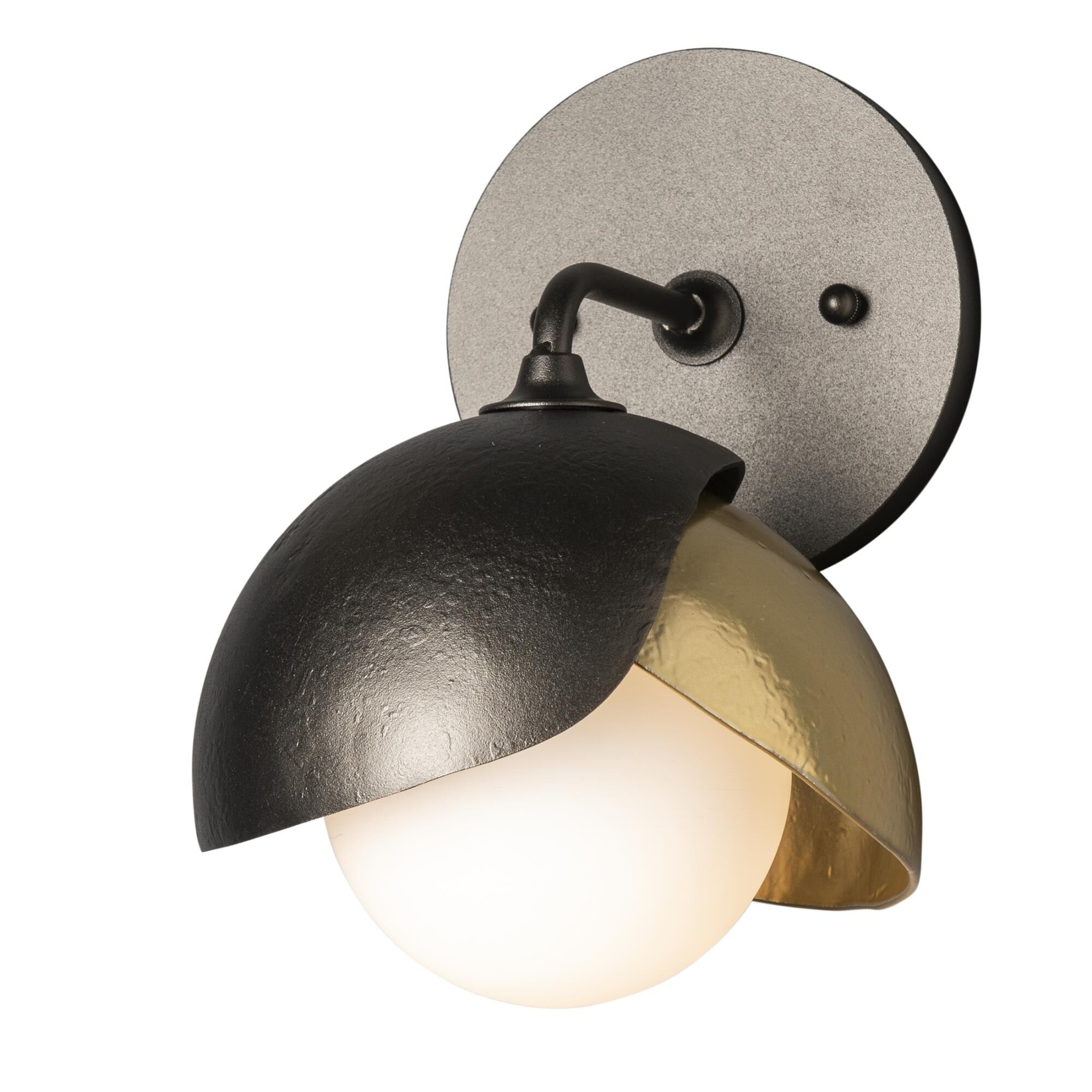 Shown in Oil Rubbed Bronze finish and Opal glass and Modern Brass (86) accent