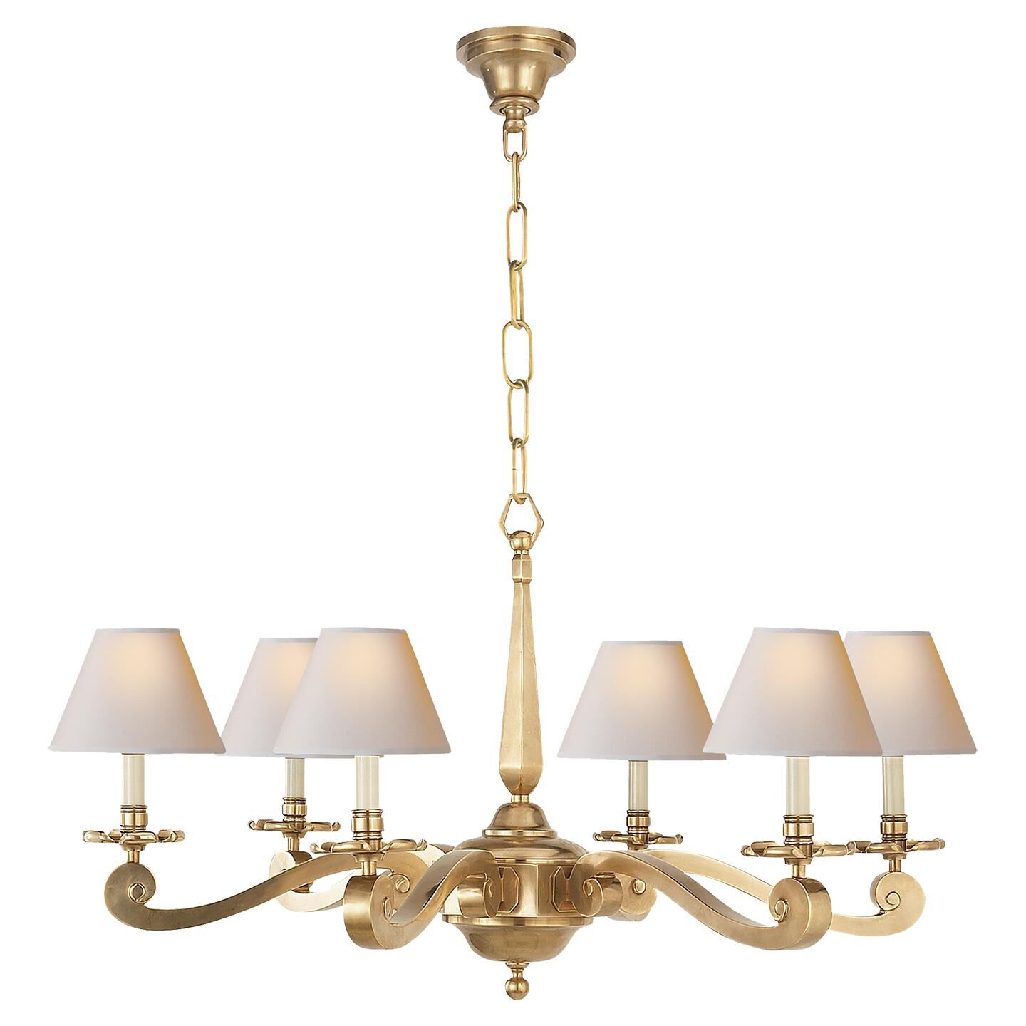 Shown in Natural Brass finish and Natural Paper shade