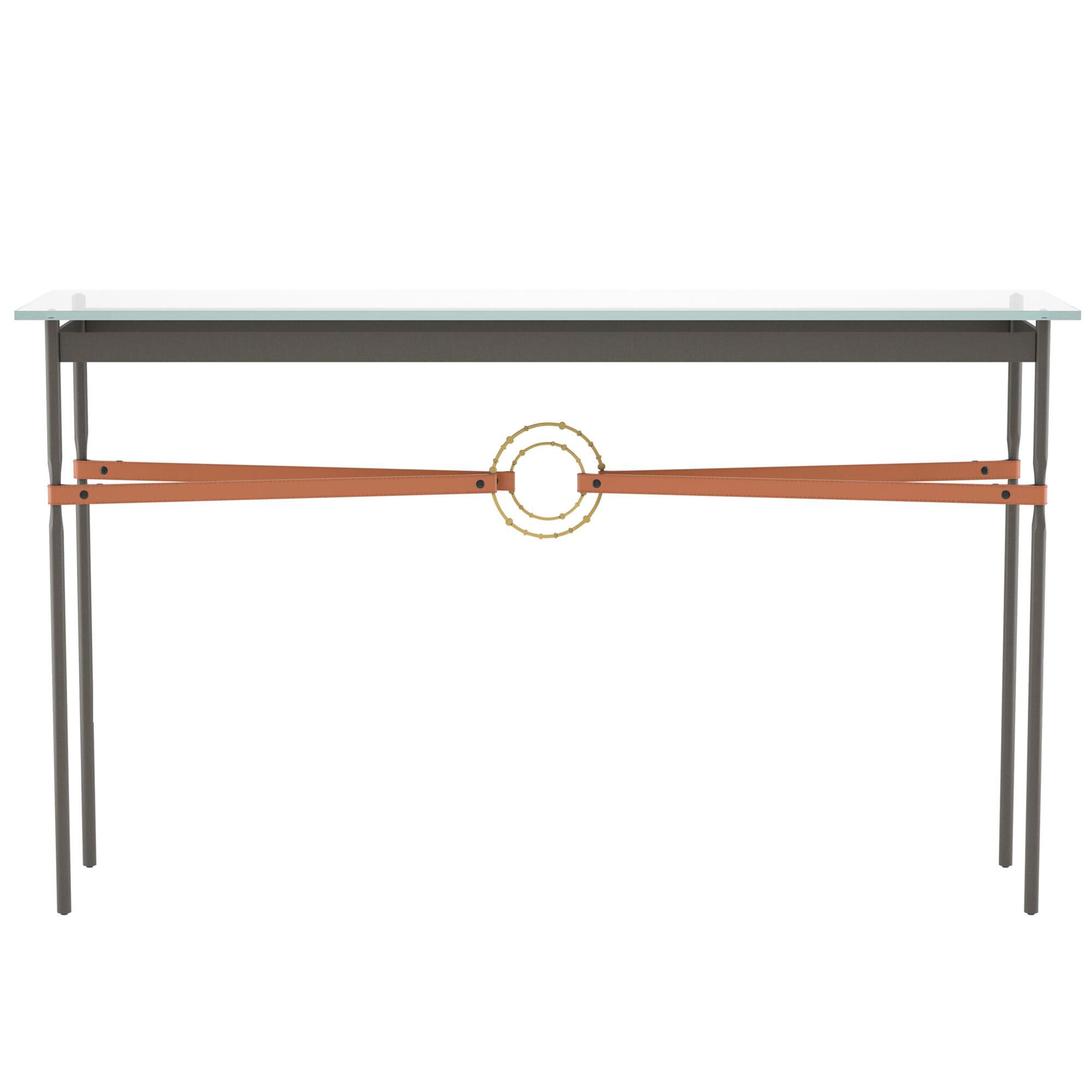 Shown in Dark Smoke finish and Modern Brass with Leather Chestnut  accent