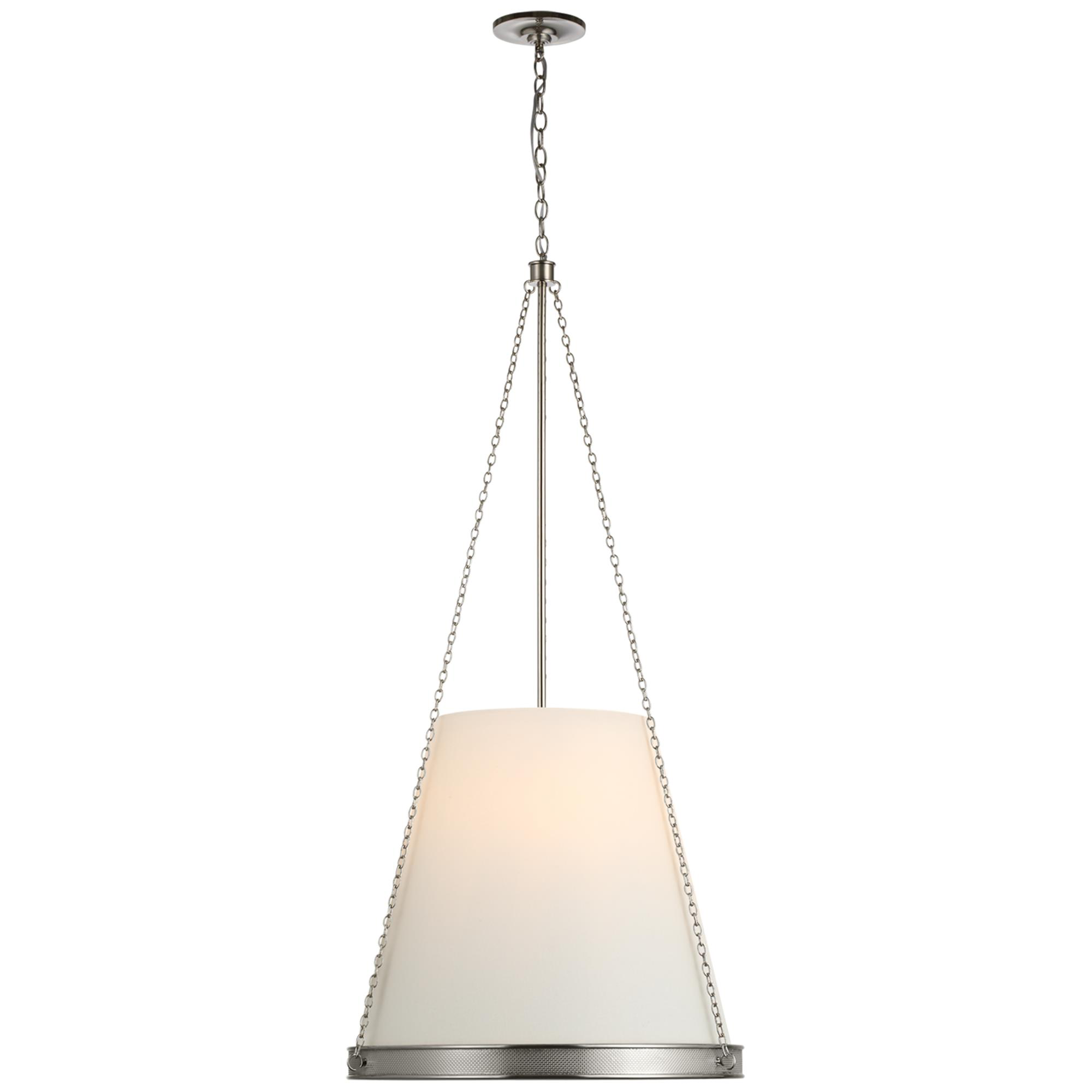 Shown in Polished Nickel finish and Linen shade