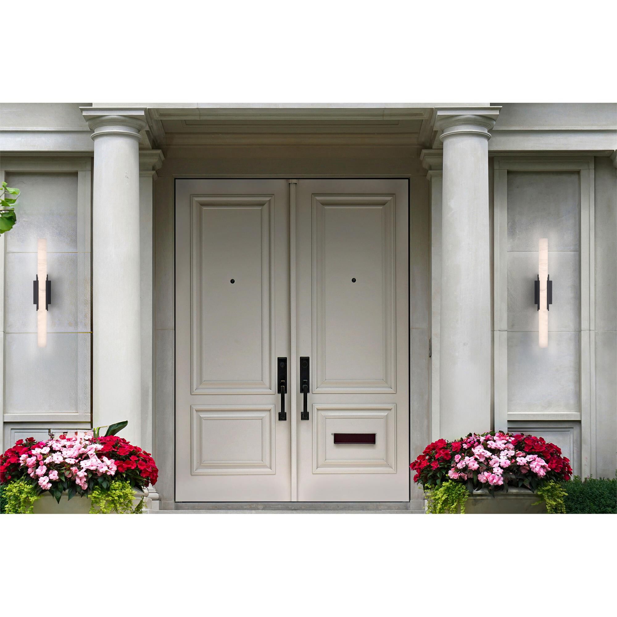 Shown in Bronze finish and Alabaster glass