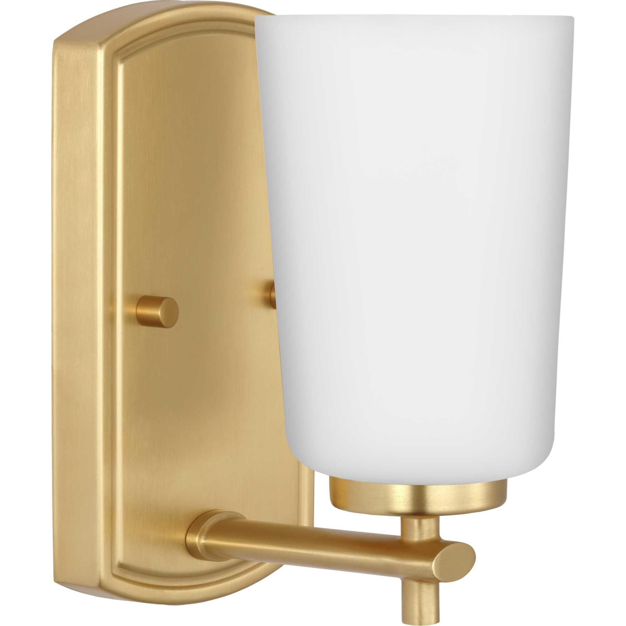 Shown in Satin Brass finish and Etched Opal glass