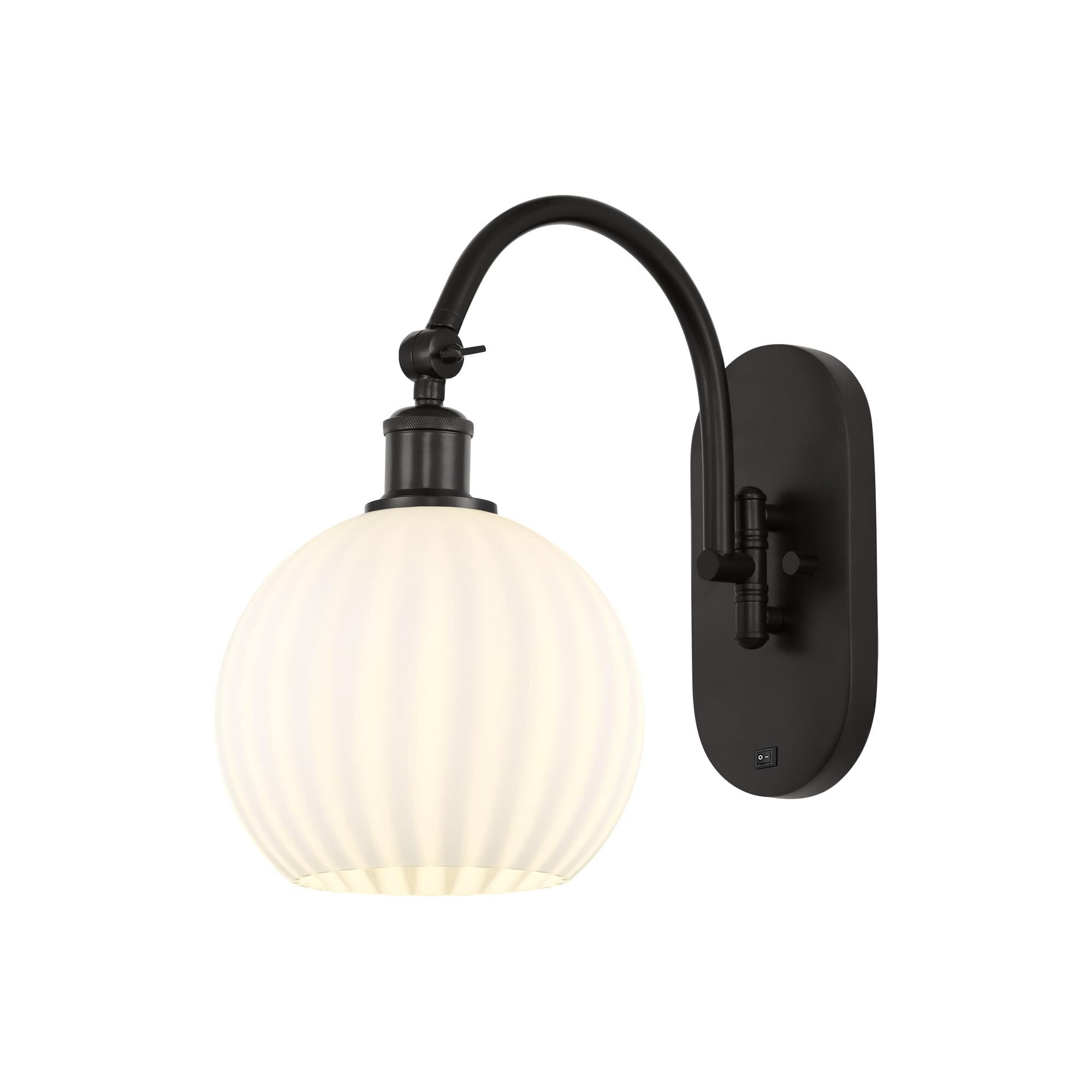 Shown in Oil Rubbed Bronze finish and White Venetian glass