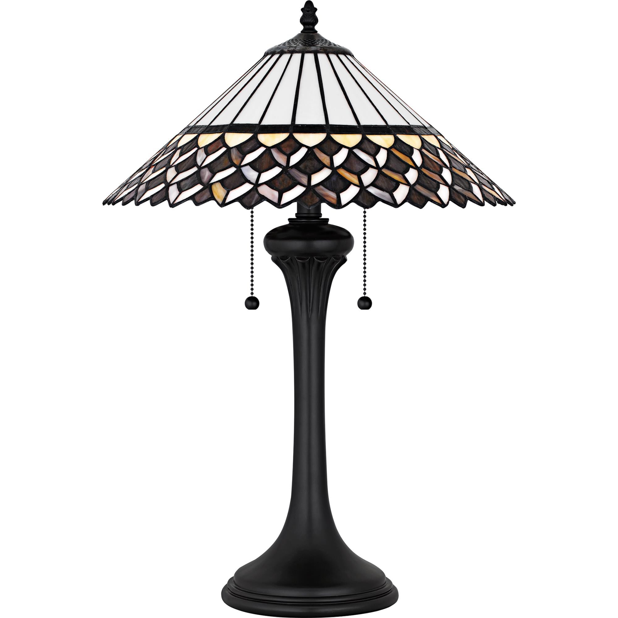 Shown in Matte Black finish and Multicolor Art Glass shade