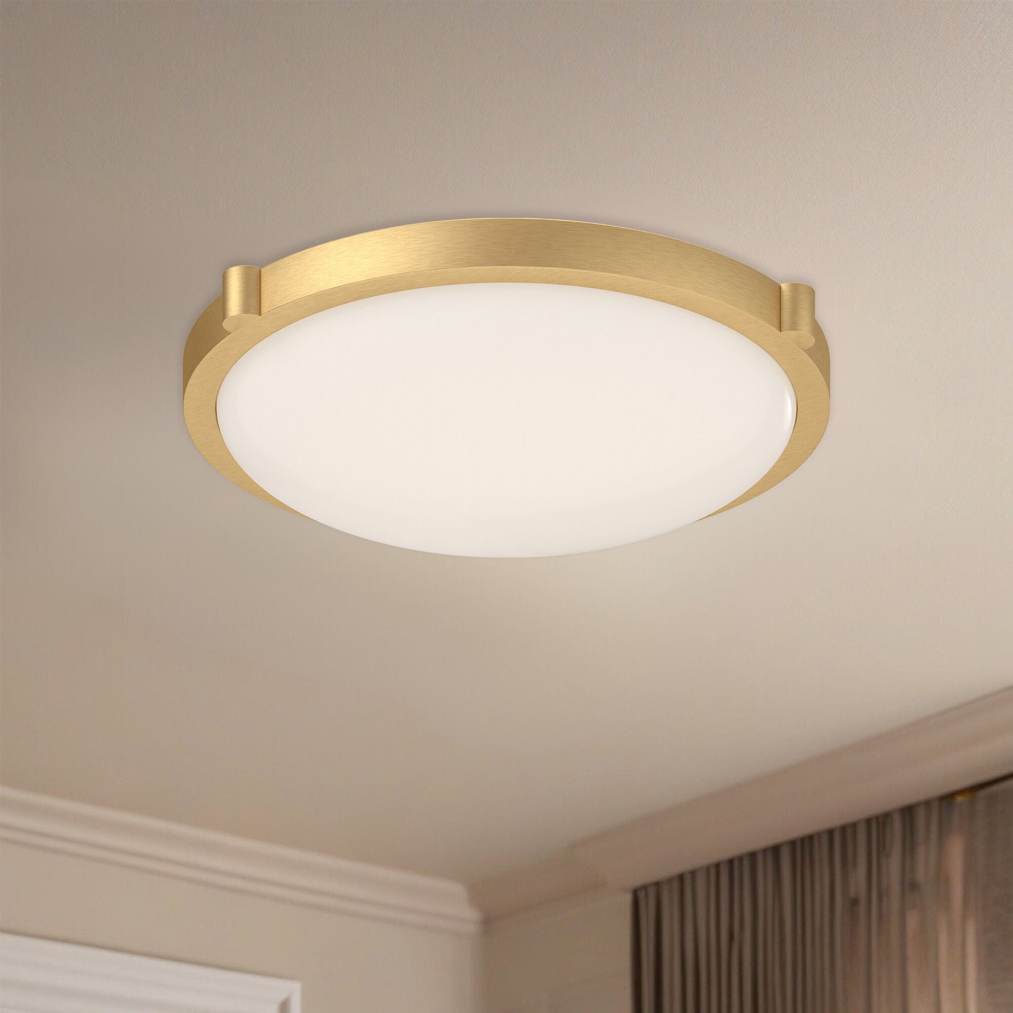 Shown in Brushed Gold finish and Opal glass