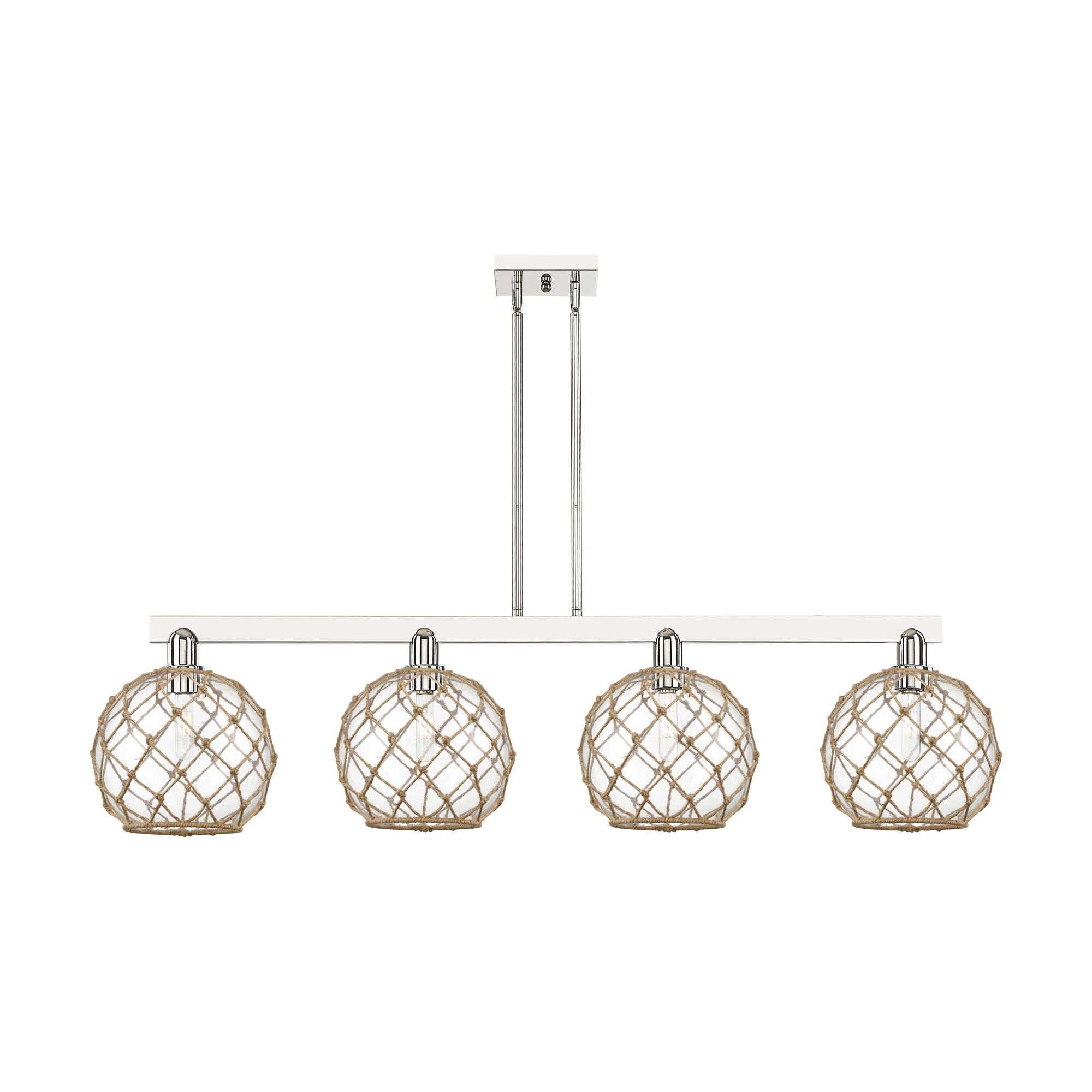 Shown in Polished Nickel finish and Clear with Brown Rope glass