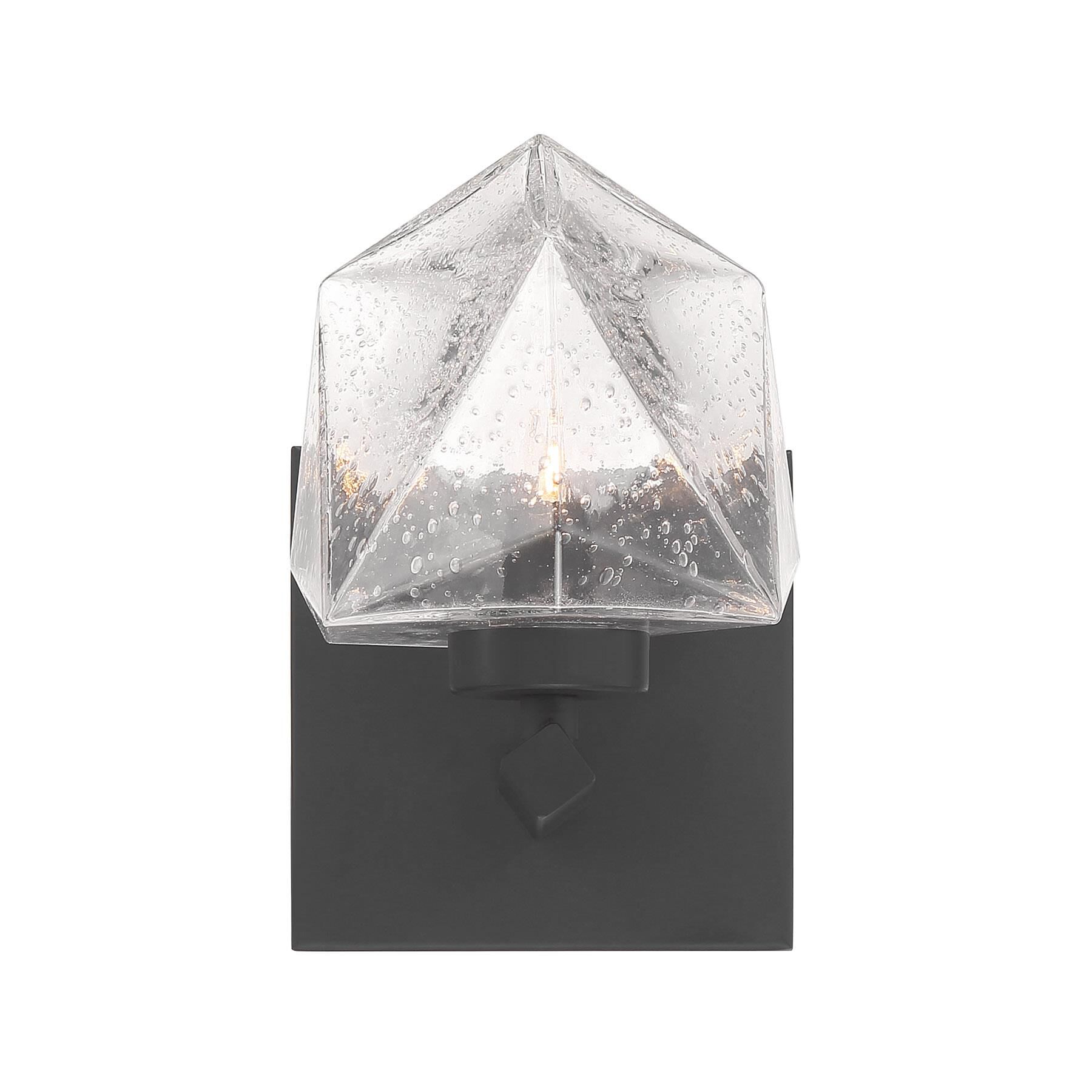 Shown in Matte Black finish and Clear Seeded glass