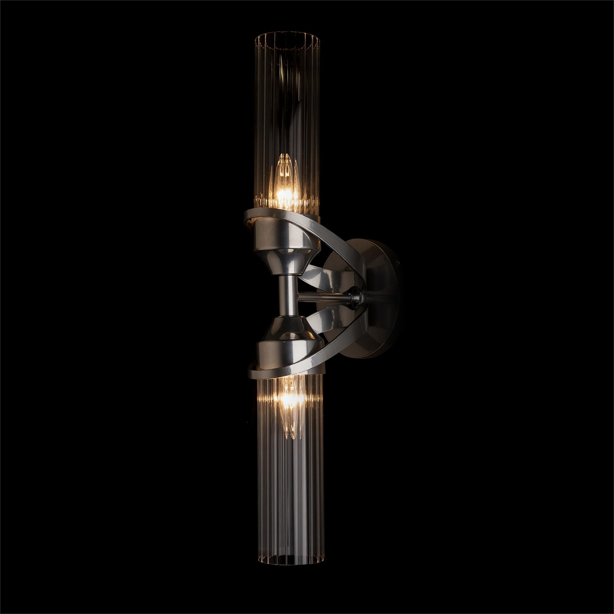 Shown in Sterling finish and Clear Fluted glass
