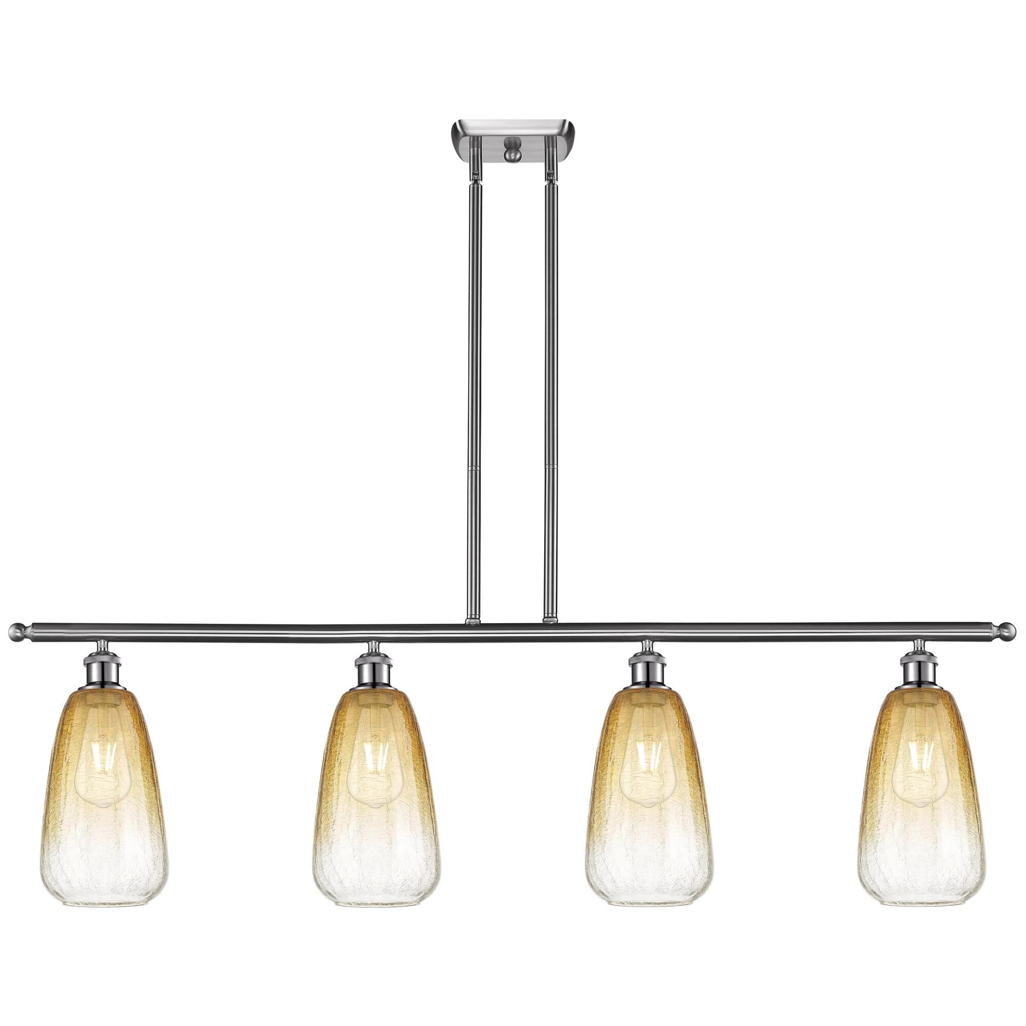 Shown in Brushed Satin Nickel finish and Amber glass