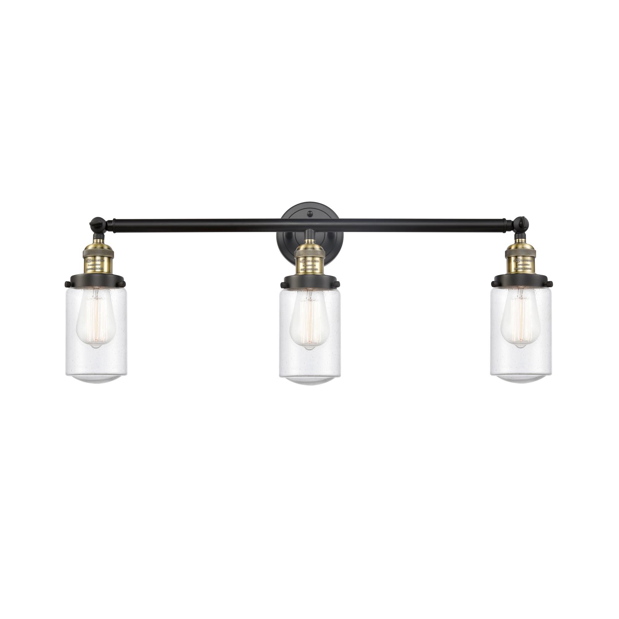 Shown in Black Antique Brass finish and Seedy Dover glass