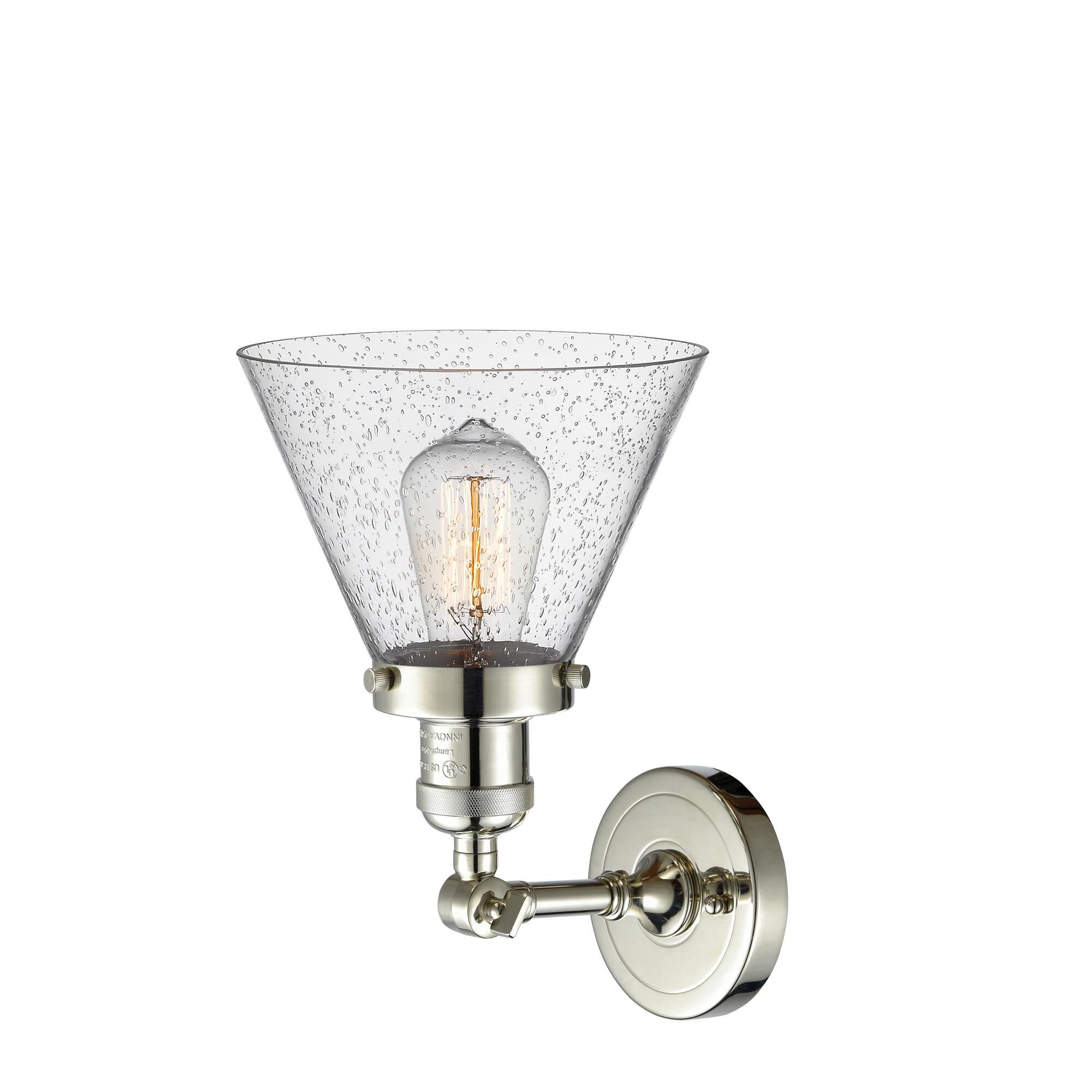Shown in Polished Nickel finish and Seedy glass