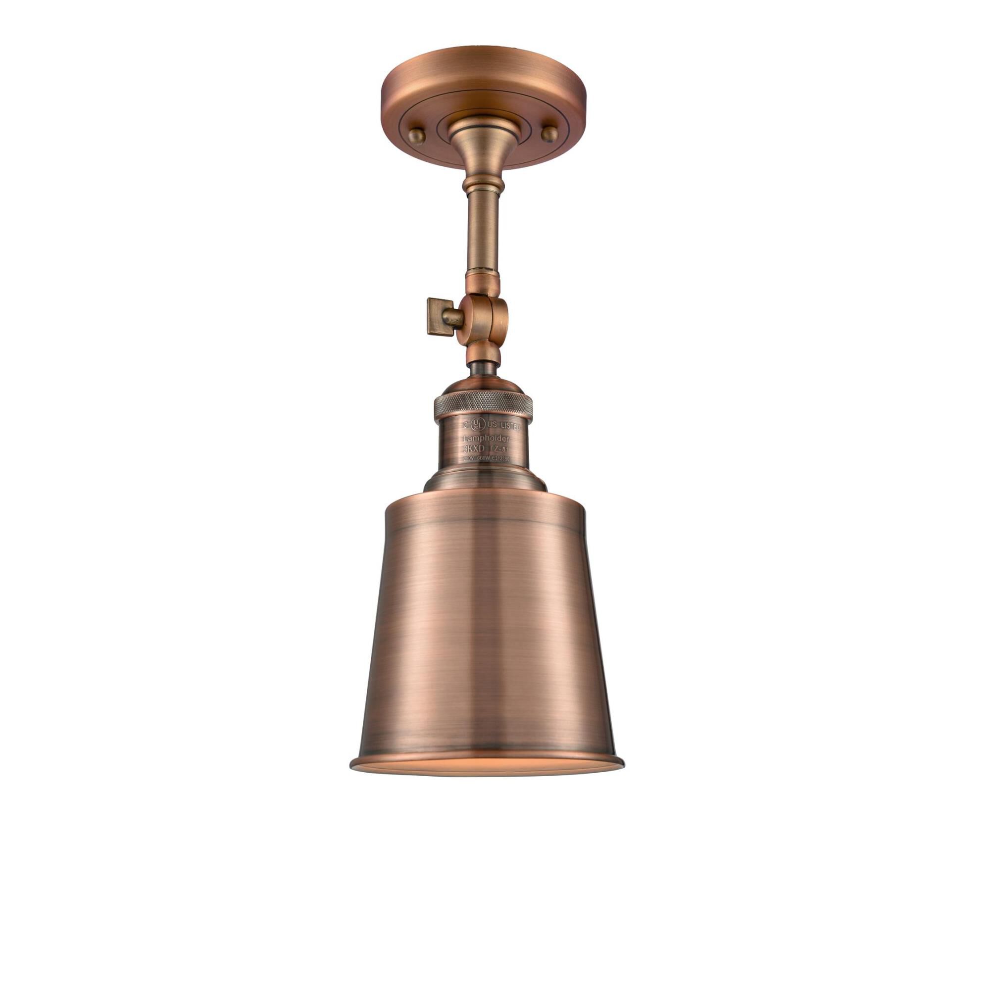 Shown in Antique Copper finish and Antique Copper shade